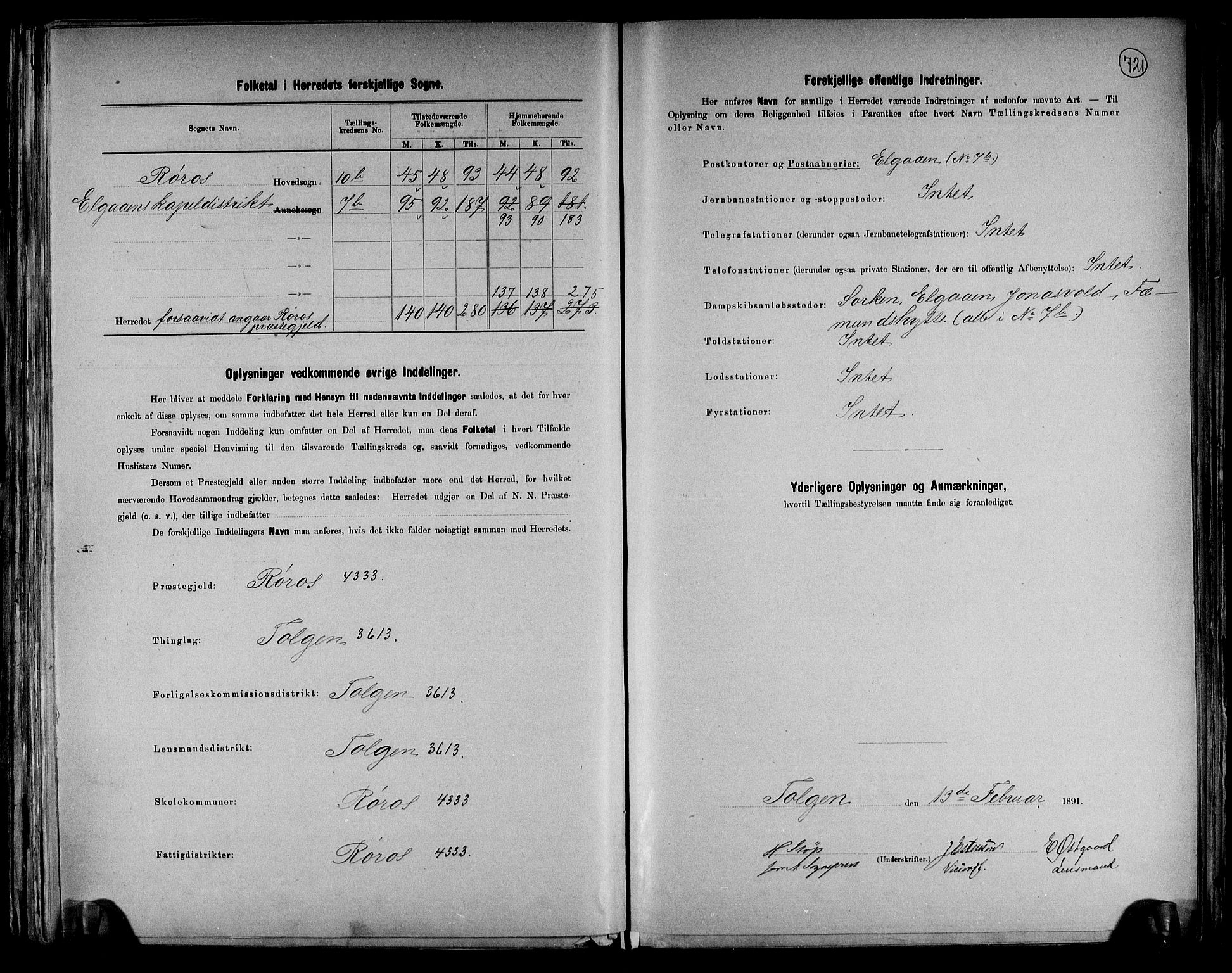 RA, 1891 census for 0436 Tolga, 1891, p. 6