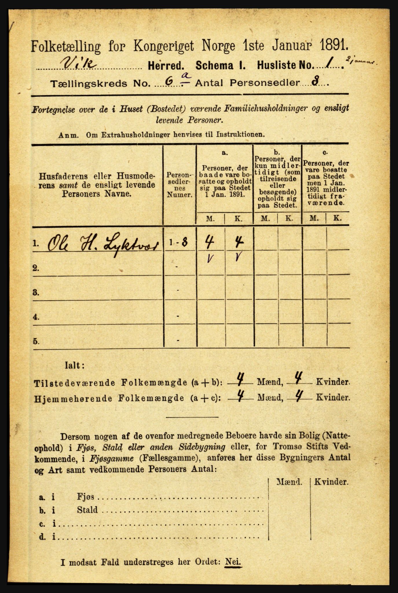 RA, 1891 census for 1417 Vik, 1891, p. 2755