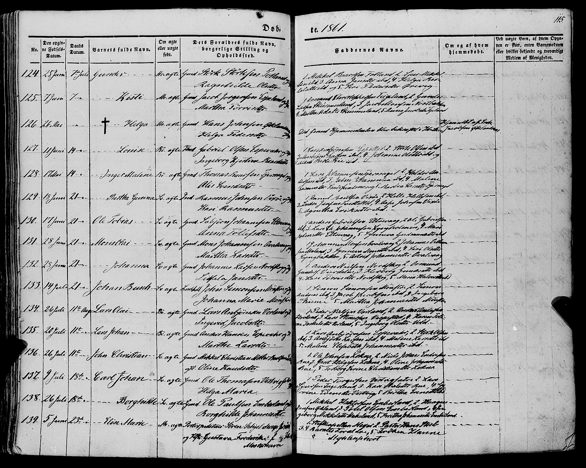 Finnås sokneprestembete, AV/SAB-A-99925/H/Ha/Haa/Haaa/L0007: Parish register (official) no. A 7, 1850-1862, p. 115