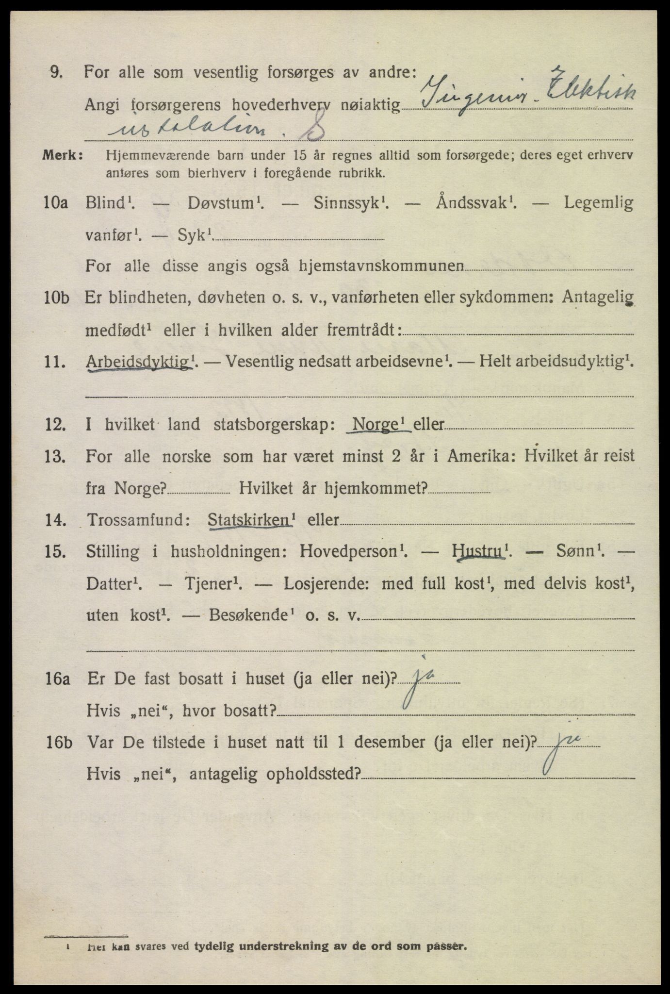 SAK, 1920 census for Oddernes, 1920, p. 6028