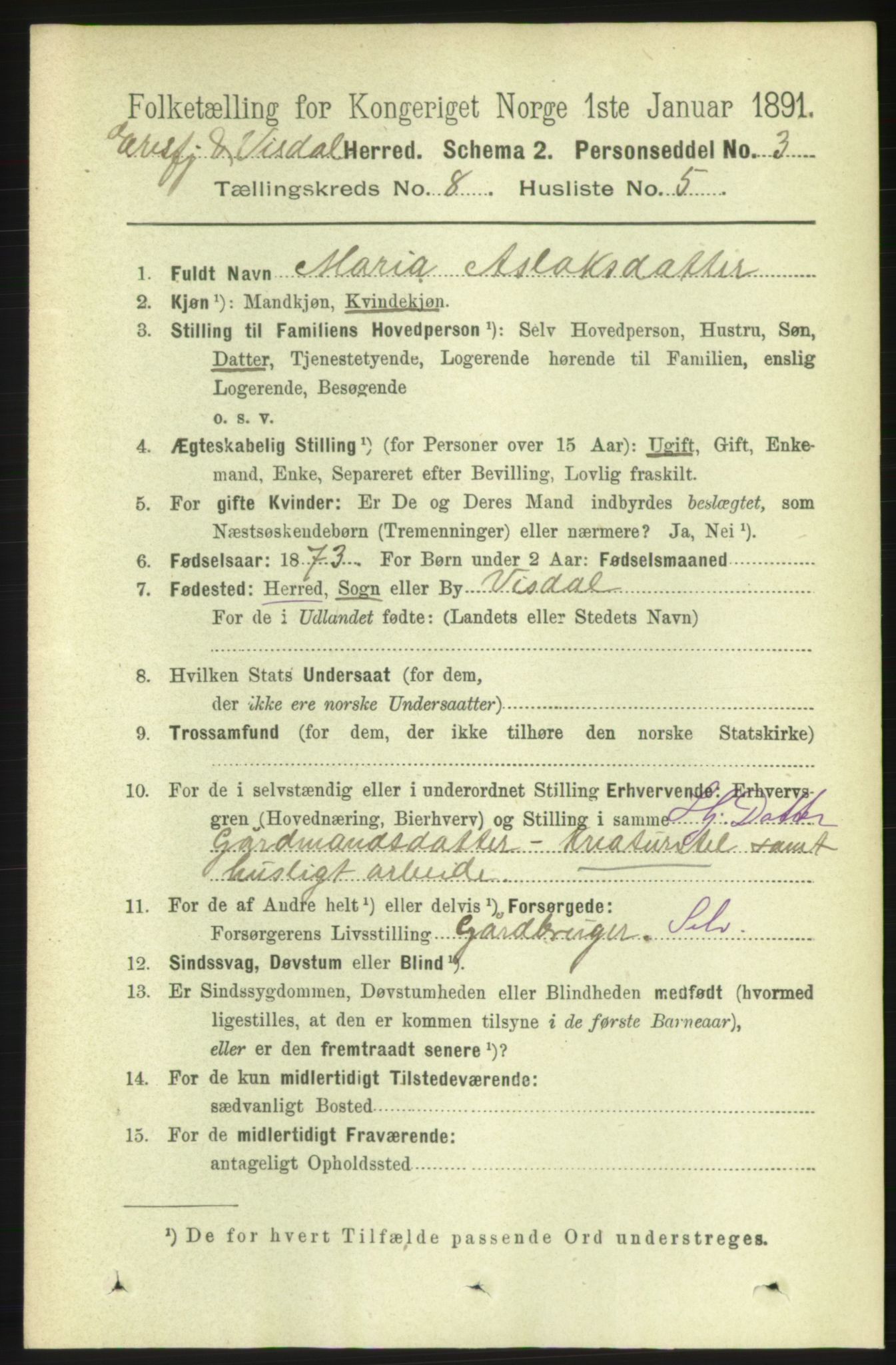 RA, 1891 census for 1542 Eresfjord og Vistdal, 1891, p. 2359