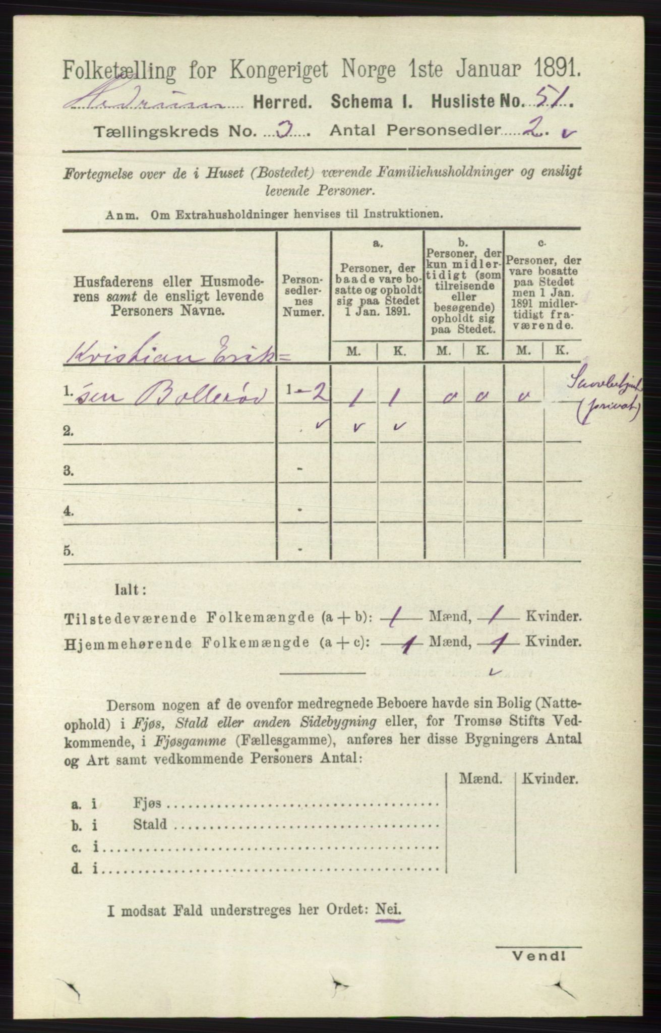 RA, 1891 census for 0727 Hedrum, 1891, p. 973