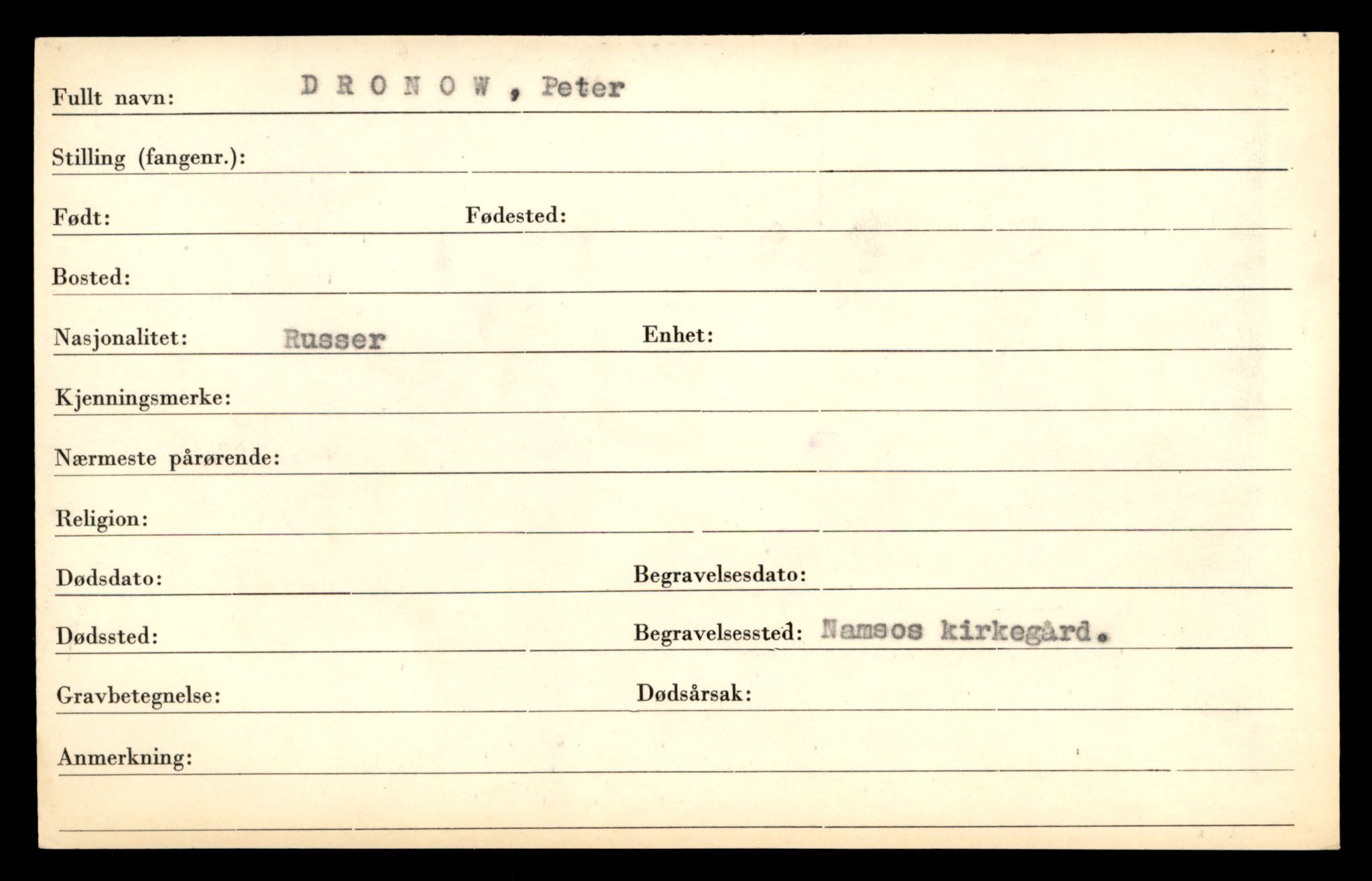 Distriktskontoret for krigsgraver, SAT/A-5030/E/L0005: Kasett/kartotek over falne Britiske og tyske solater, samt andre nasjoners krigsgraver, 1945, p. 655