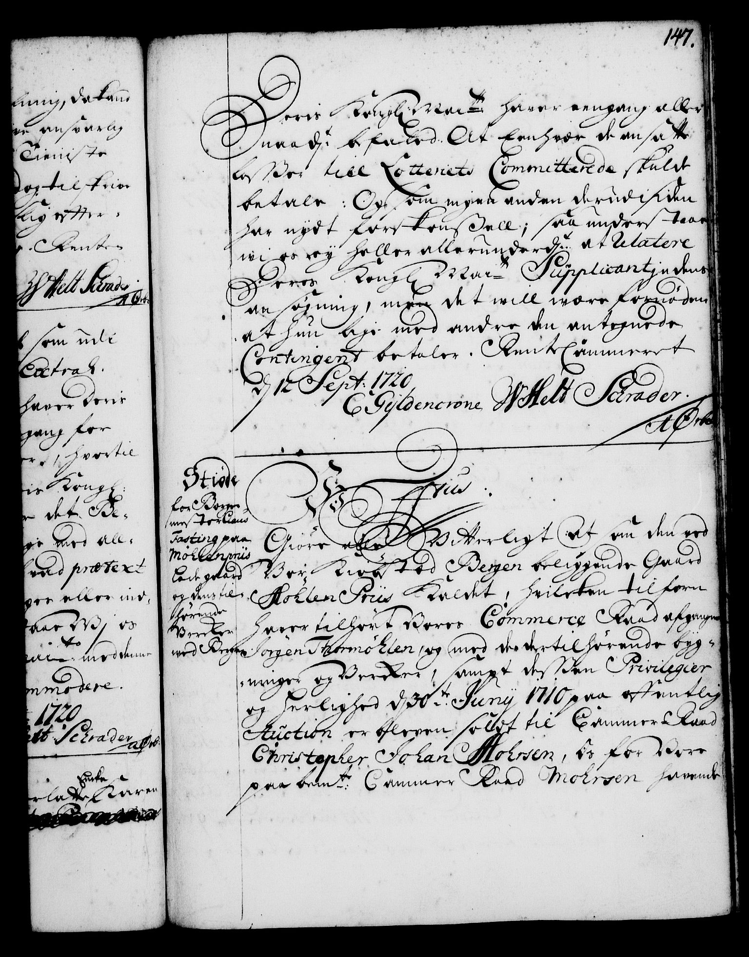 Rentekammeret, Kammerkanselliet, RA/EA-3111/G/Gg/Gga/L0001: Norsk ekspedisjonsprotokoll med register (merket RK 53.1), 1720-1723, p. 147