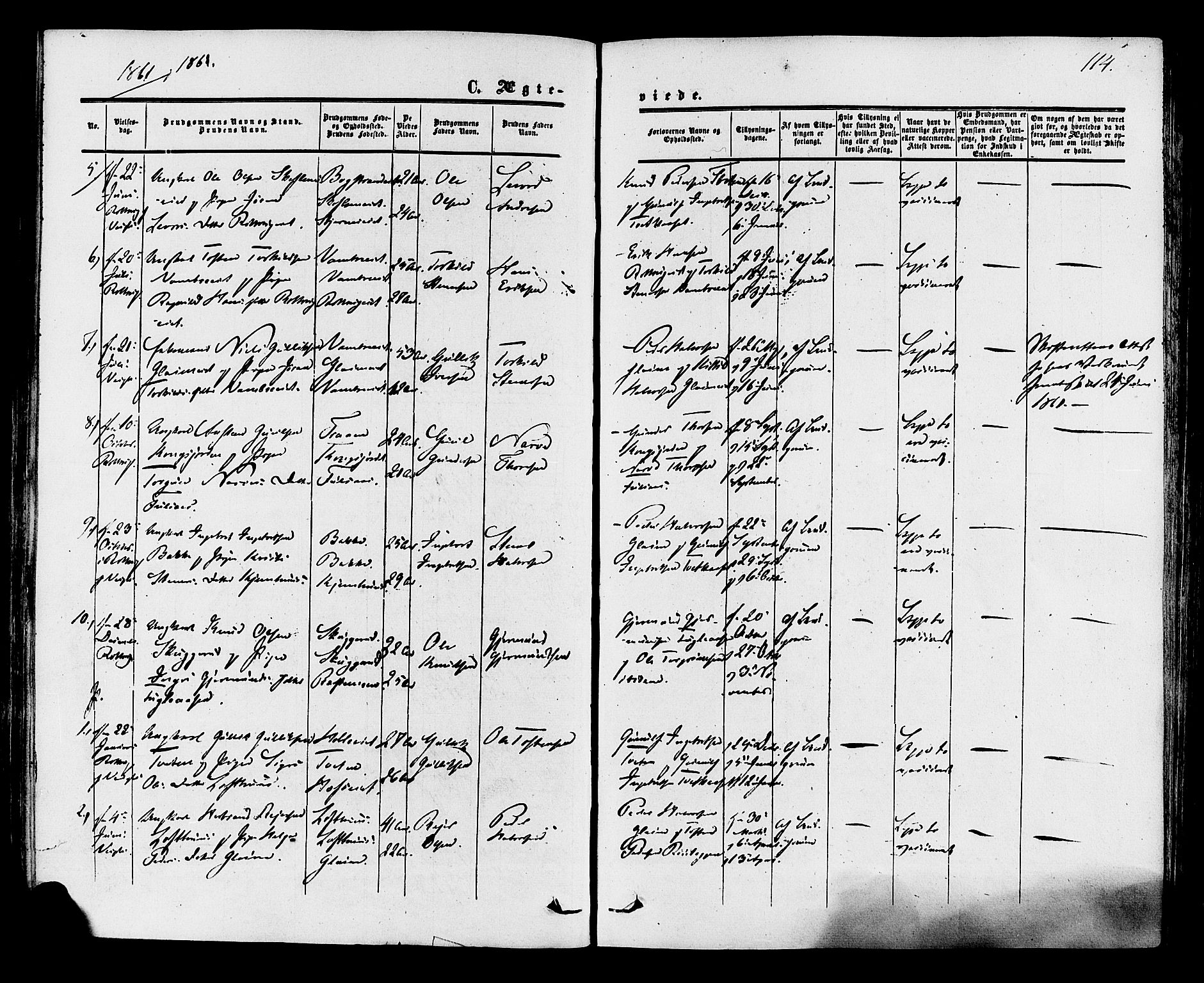 Rollag kirkebøker, SAKO/A-240/F/Fa/L0009: Parish register (official) no. I 9, 1860-1874, p. 114
