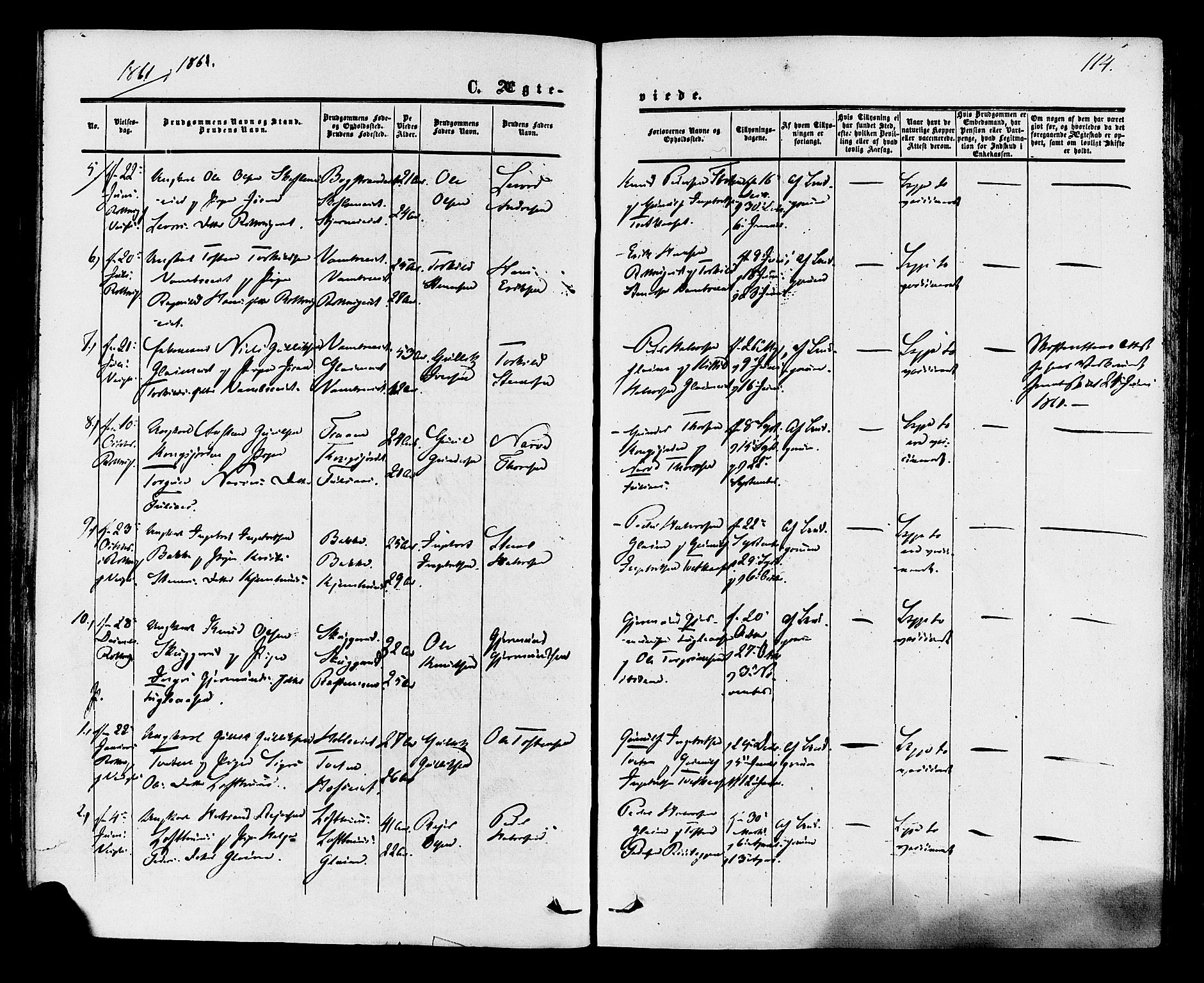 Rollag kirkebøker, AV/SAKO-A-240/F/Fa/L0009: Parish register (official) no. I 9, 1860-1874, p. 114