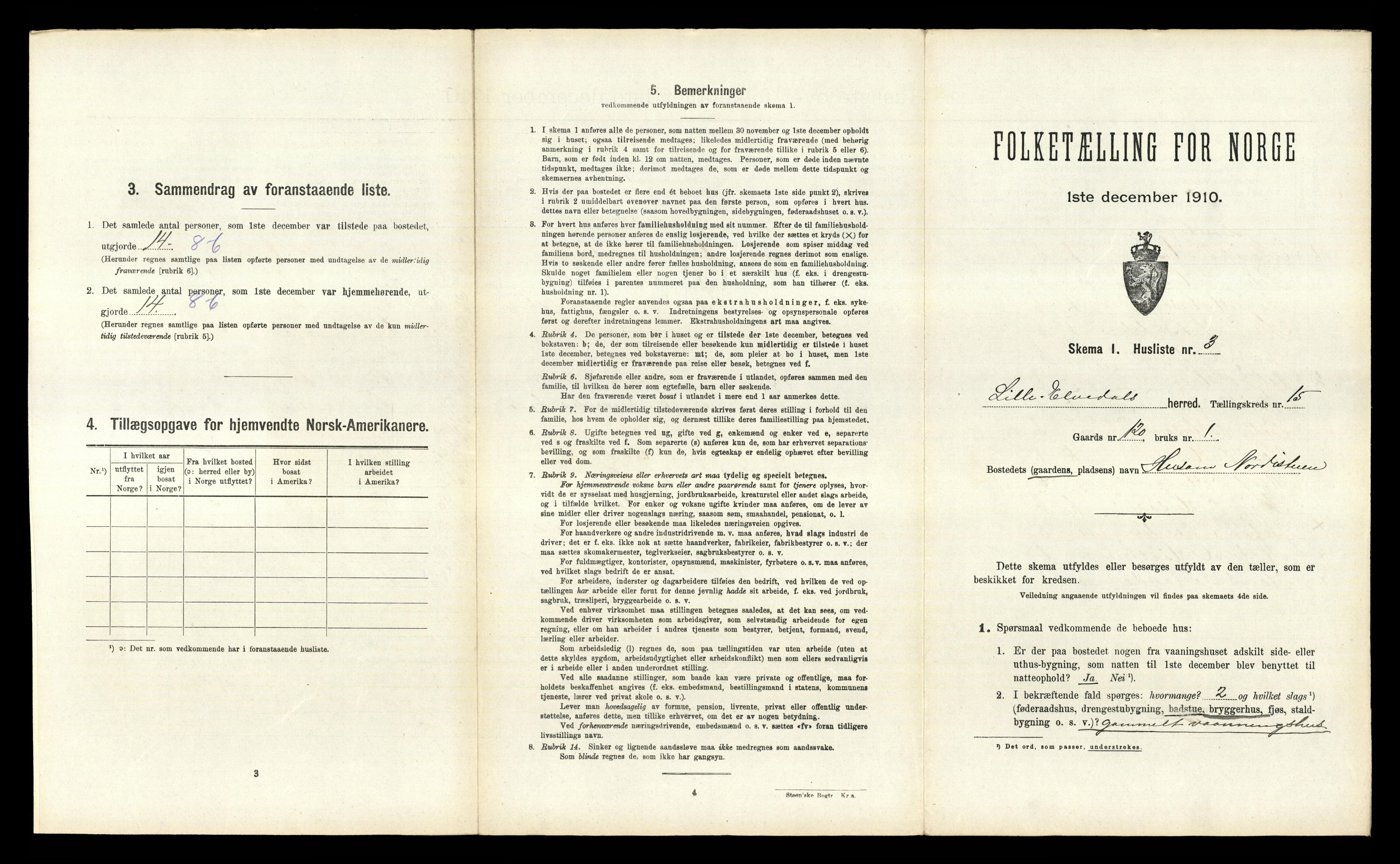 RA, 1910 census for Lille Elvedalen, 1910, p. 1221