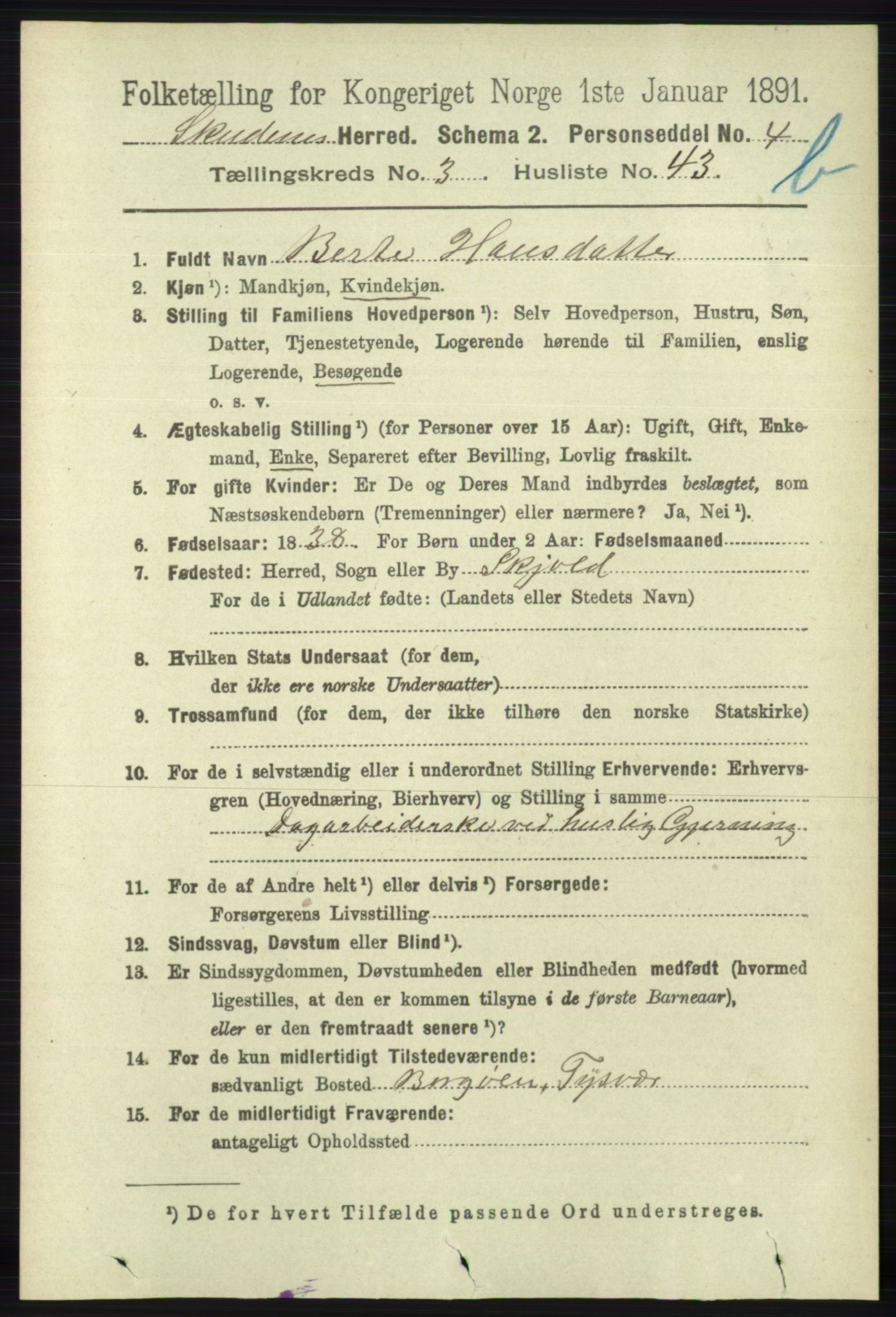 RA, 1891 census for 1150 Skudenes, 1891, p. 4224