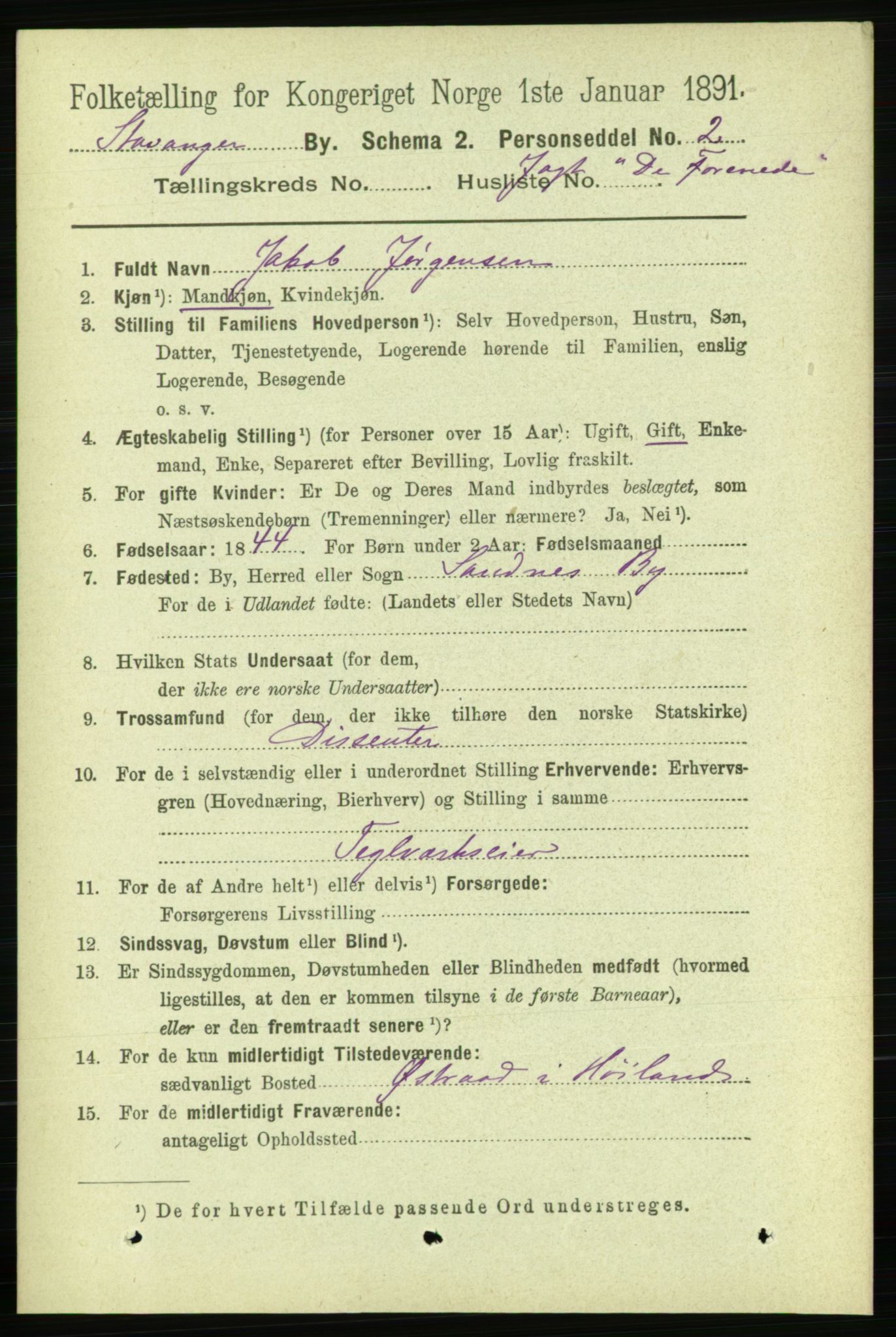 RA, 1891 census for 1103 Stavanger, 1891, p. 29876