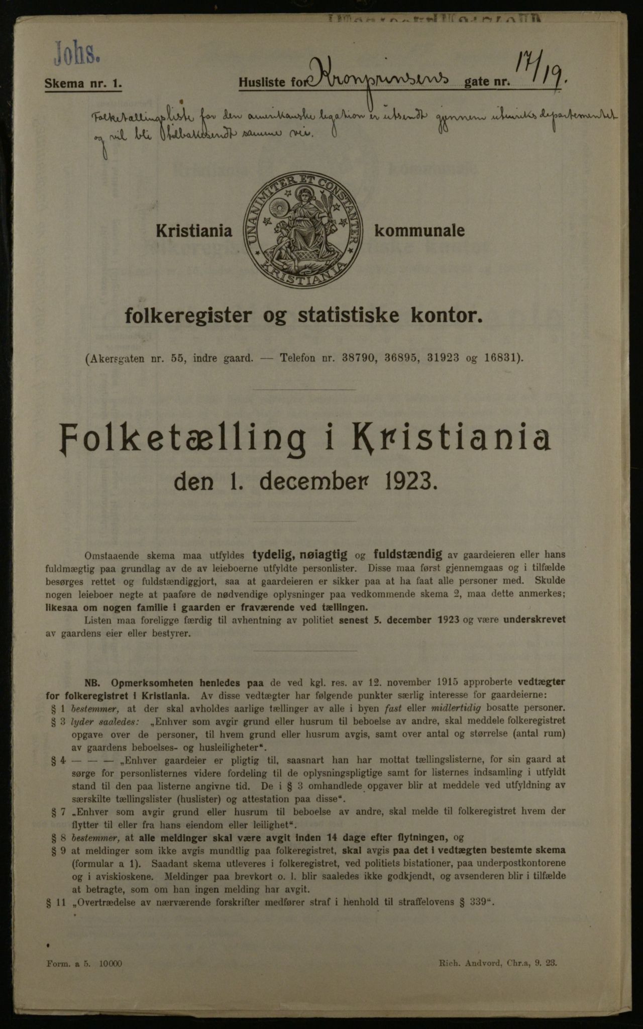 OBA, Municipal Census 1923 for Kristiania, 1923, p. 61270