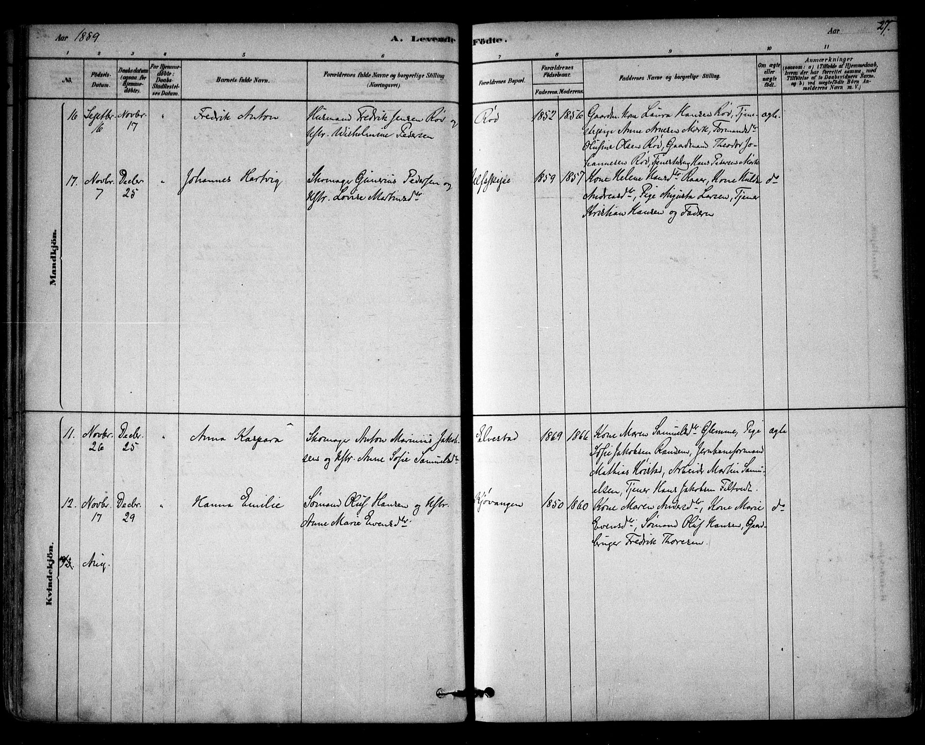 Vestby prestekontor Kirkebøker, AV/SAO-A-10893/F/Fb/L0001: Parish register (official) no. II 1, 1878-1903, p. 27