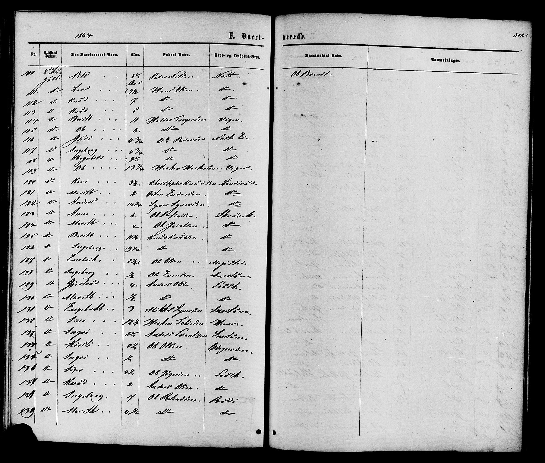 Vestre Slidre prestekontor, SAH/PREST-136/H/Ha/Haa/L0003: Parish register (official) no. 3, 1865-1880, p. 302