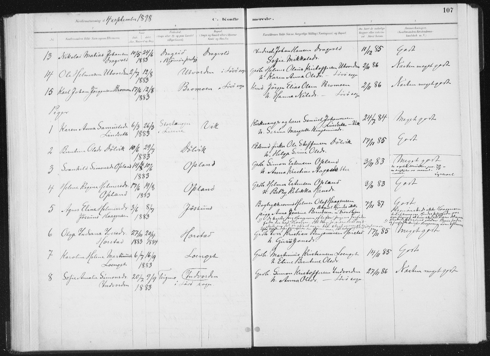 Ministerialprotokoller, klokkerbøker og fødselsregistre - Nord-Trøndelag, SAT/A-1458/771/L0597: Parish register (official) no. 771A04, 1885-1910, p. 107