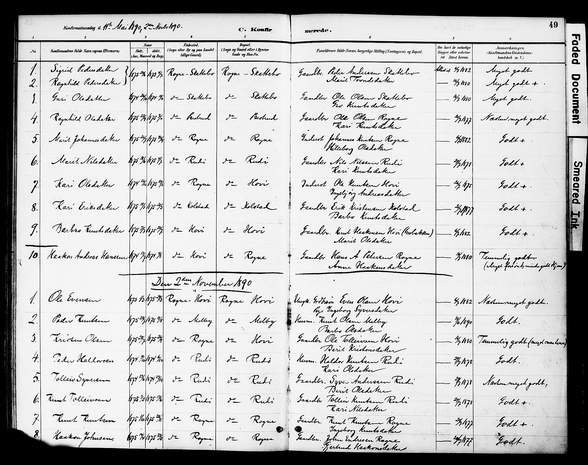 Øystre Slidre prestekontor, AV/SAH-PREST-138/H/Ha/Haa/L0003: Parish register (official) no. 3, 1887-1910, p. 49