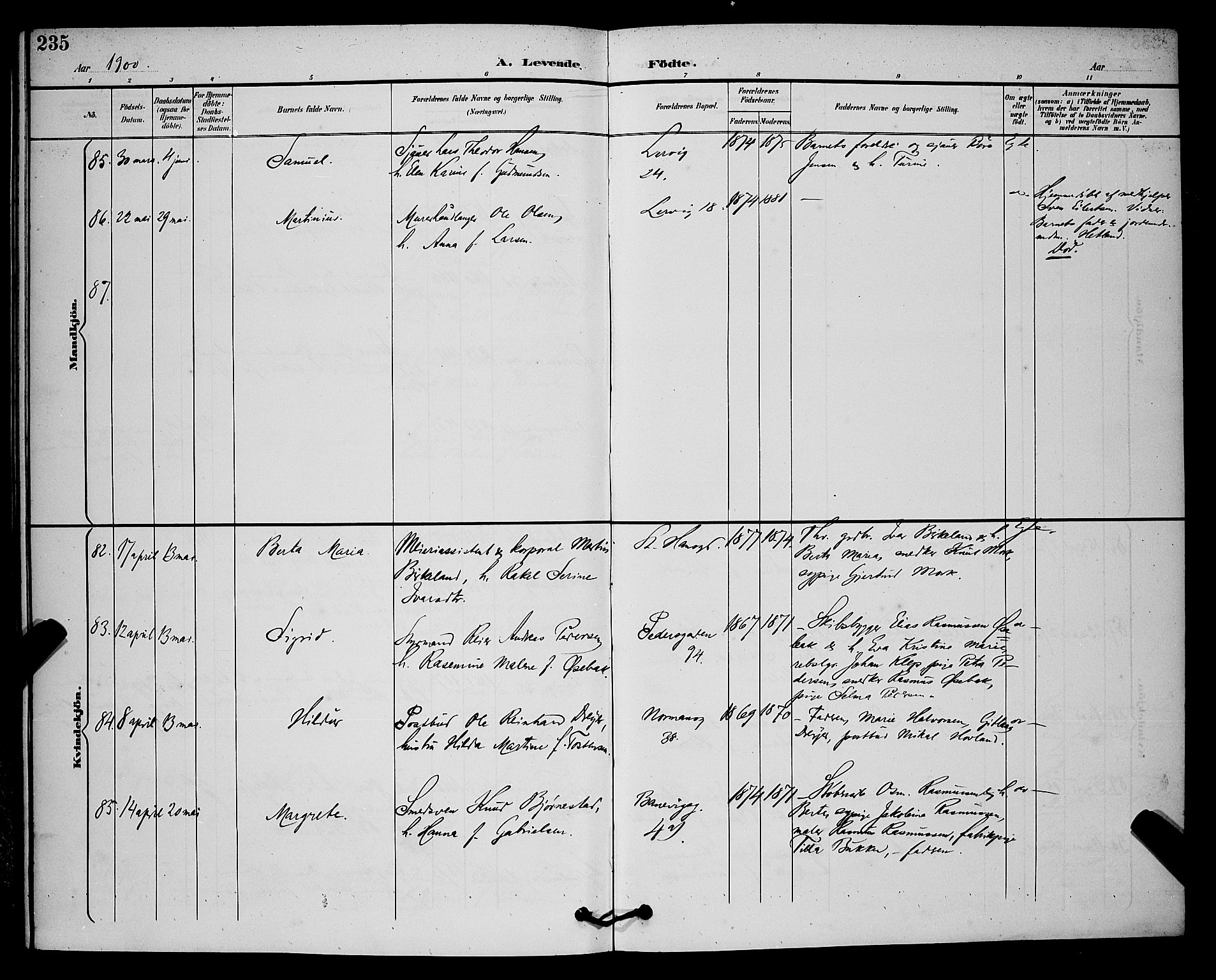 St. Johannes sokneprestkontor, AV/SAST-A-101814/001/30/30BB/L0003: Parish register (copy) no. B 3, 1893-1900, p. 235