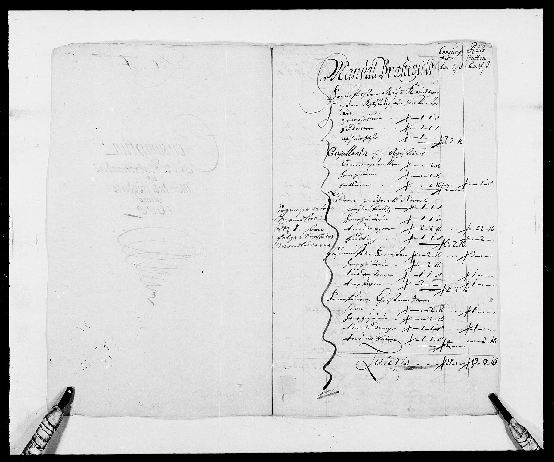 Rentekammeret inntil 1814, Reviderte regnskaper, Fogderegnskap, RA/EA-4092/R42/L2543: Mandal fogderi, 1688-1691, p. 81