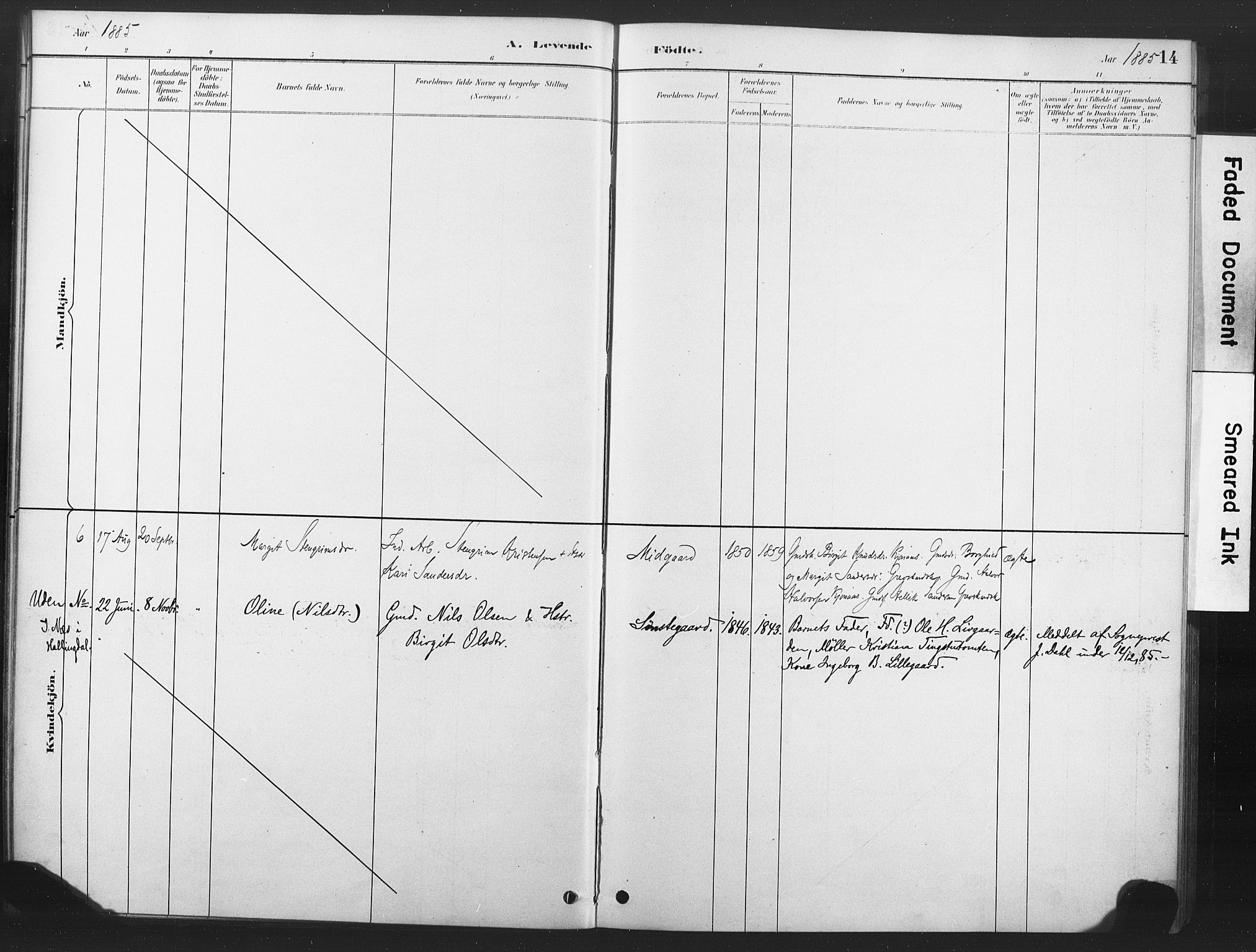Nore kirkebøker, SAKO/A-238/F/Fd/L0001: Parish register (official) no. IV 1, 1878-1918, p. 14