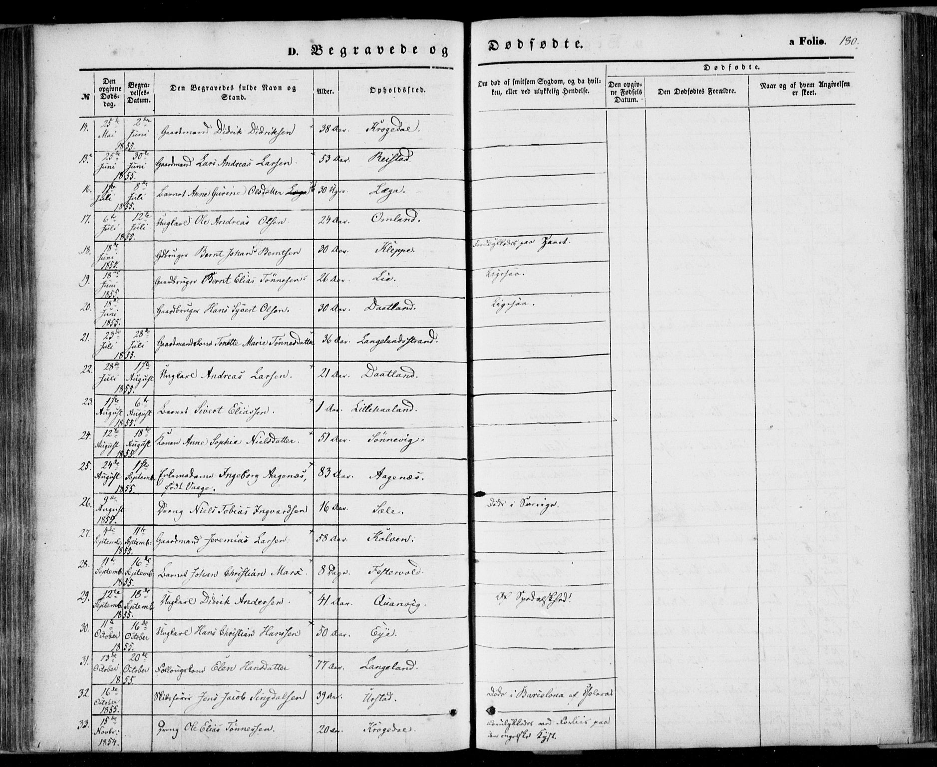 Flekkefjord sokneprestkontor, SAK/1111-0012/F/Fa/Fab/L0004: Parish register (official) no. A 4, 1850-1875, p. 180