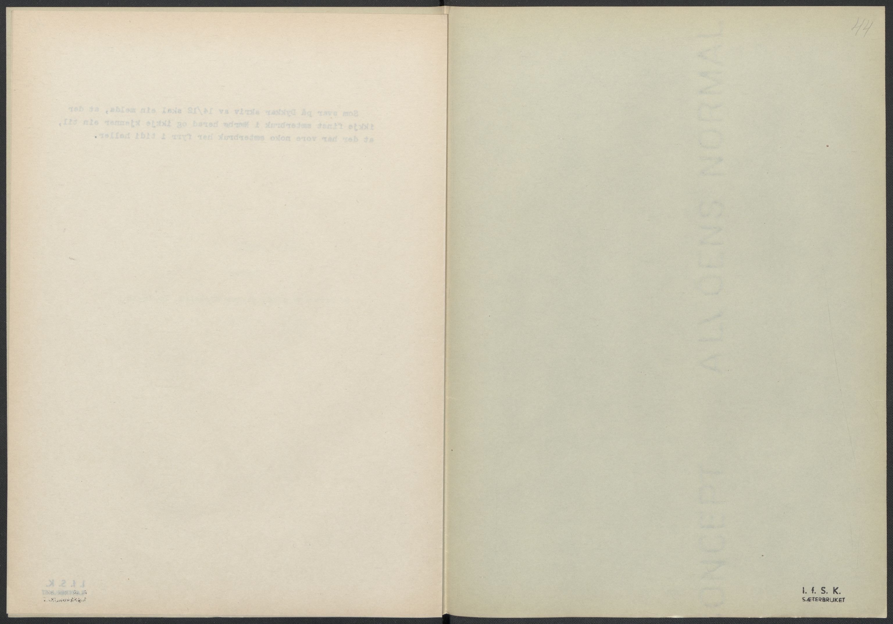 Instituttet for sammenlignende kulturforskning, AV/RA-PA-0424/F/Fc/L0009/0001: Eske B9: / Rogaland (perm XXII), 1932-1935, p. 44
