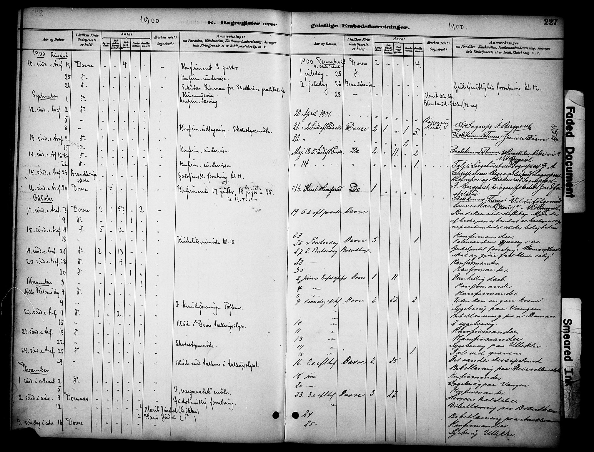 Dovre prestekontor, SAH/PREST-066/H/Ha/Haa/L0003: Parish register (official) no. 3, 1891-1901, p. 227