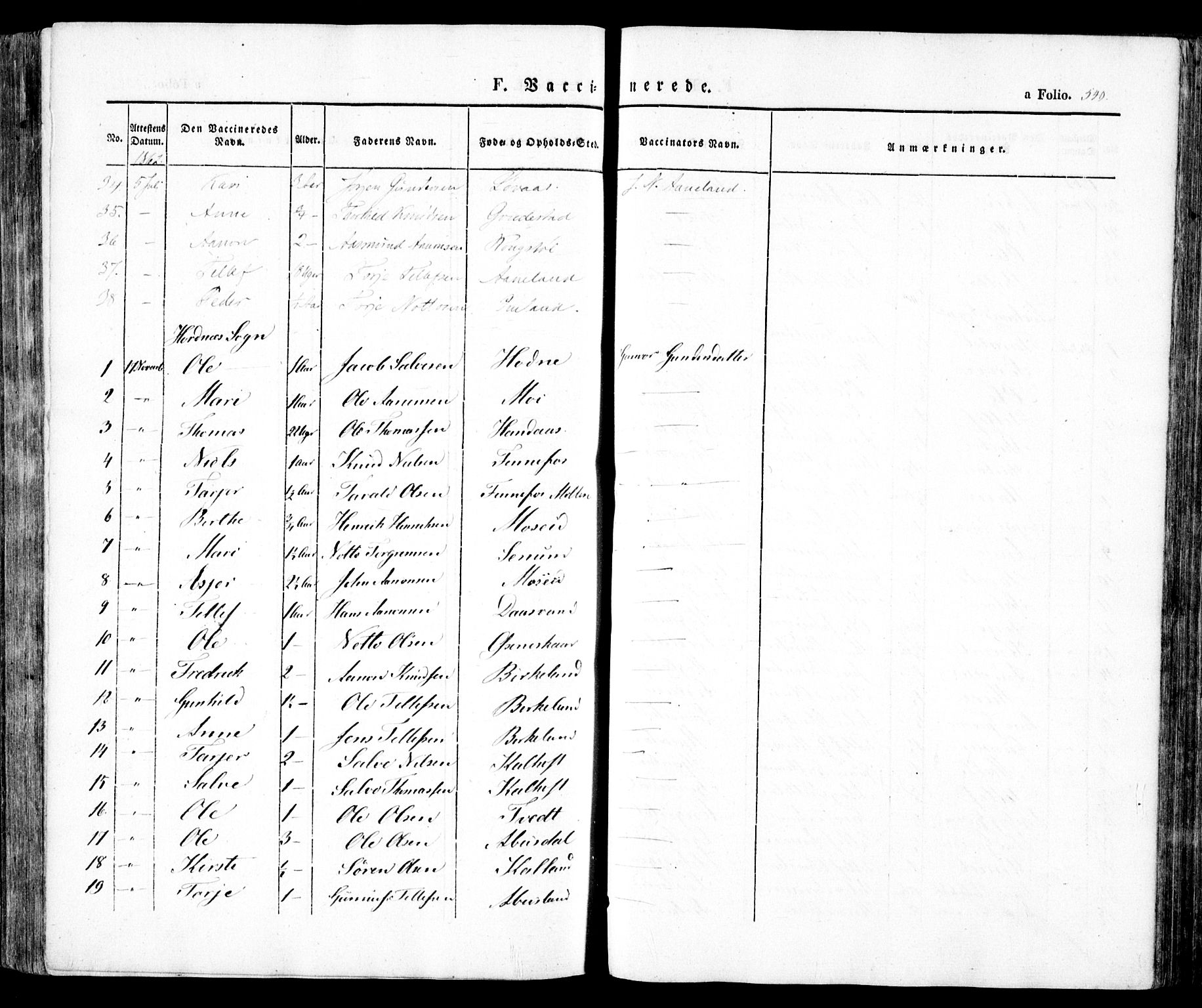 Evje sokneprestkontor, AV/SAK-1111-0008/F/Fa/Faa/L0005: Parish register (official) no. A 5, 1843-1865, p. 540