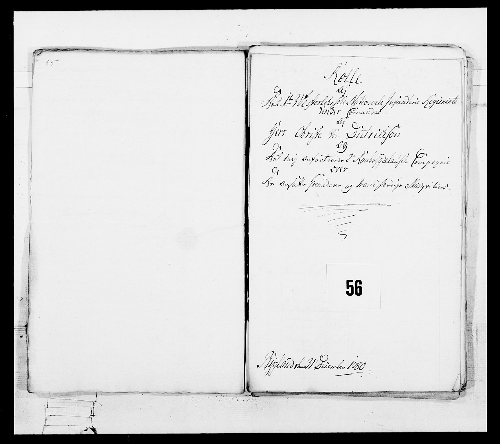 Generalitets- og kommissariatskollegiet, Det kongelige norske kommissariatskollegium, RA/EA-5420/E/Eh/L0102: 1. Vesterlenske nasjonale infanteriregiment, 1778-1780, p. 574