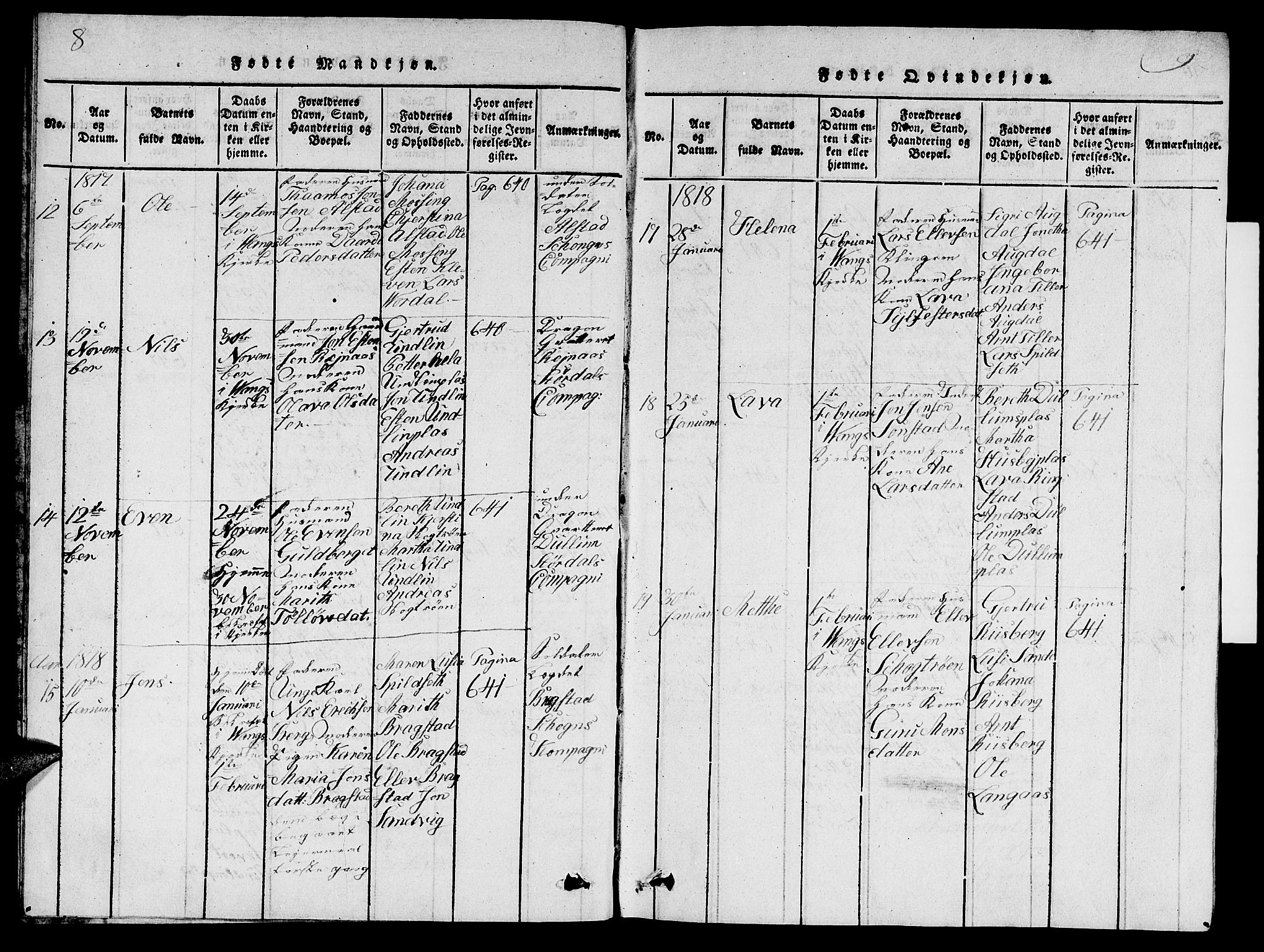 Ministerialprotokoller, klokkerbøker og fødselsregistre - Nord-Trøndelag, SAT/A-1458/714/L0132: Parish register (copy) no. 714C01, 1817-1824, p. 8-9