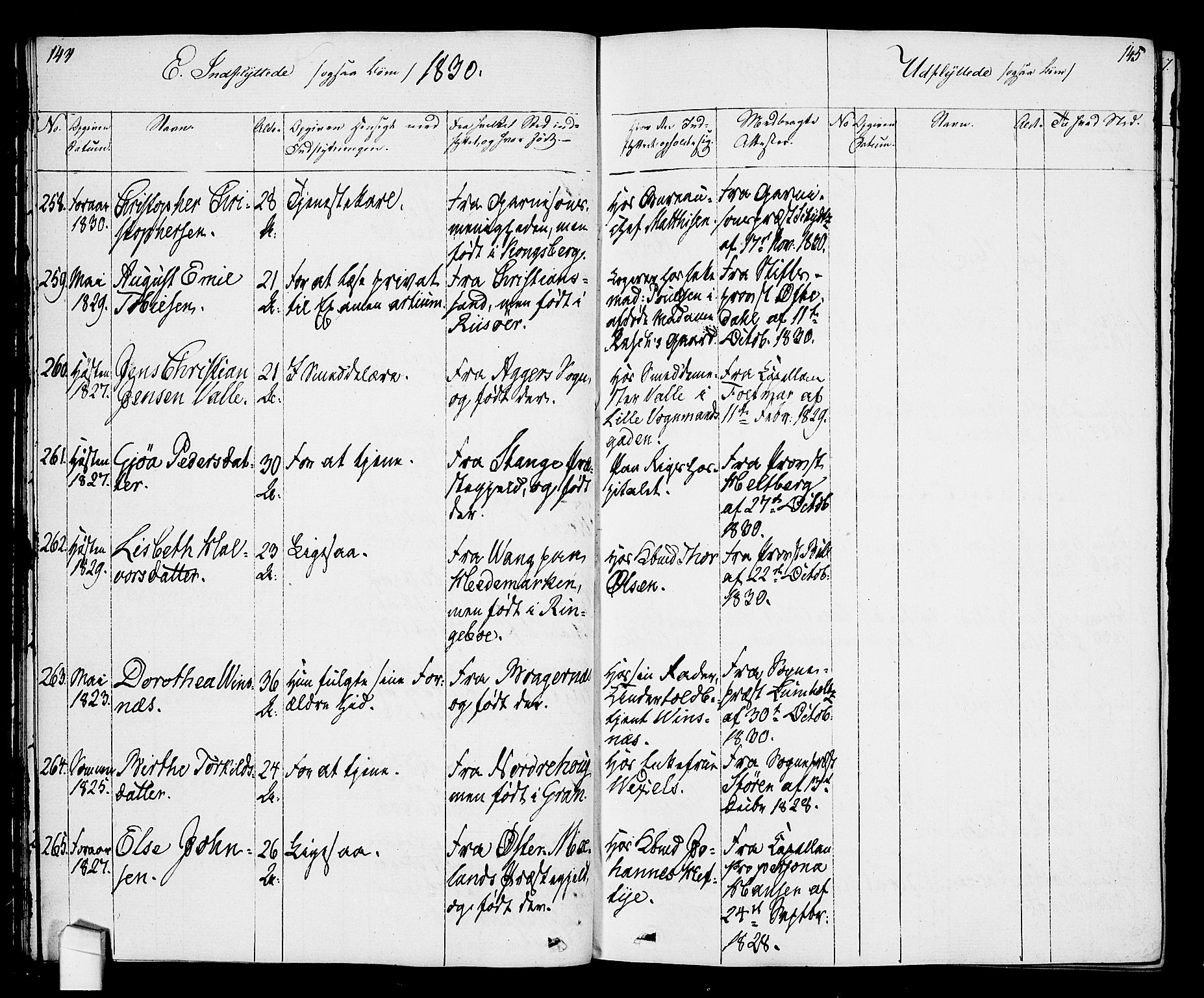 Oslo domkirke Kirkebøker, SAO/A-10752/F/Fa/L0027: Parish register (official) no. 27, 1828-1840, p. 144-145