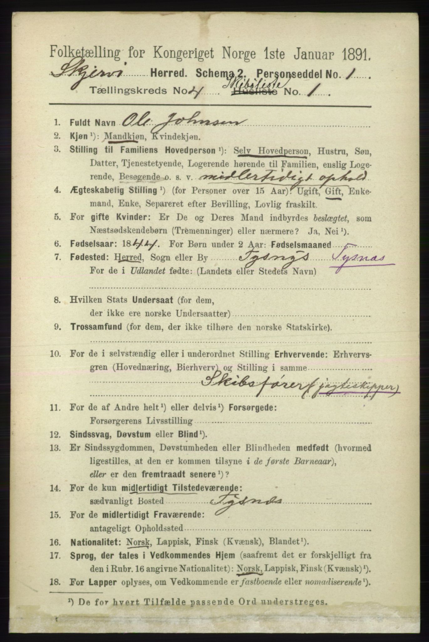 RA, 1891 census for 1941 Skjervøy, 1891, p. 2872