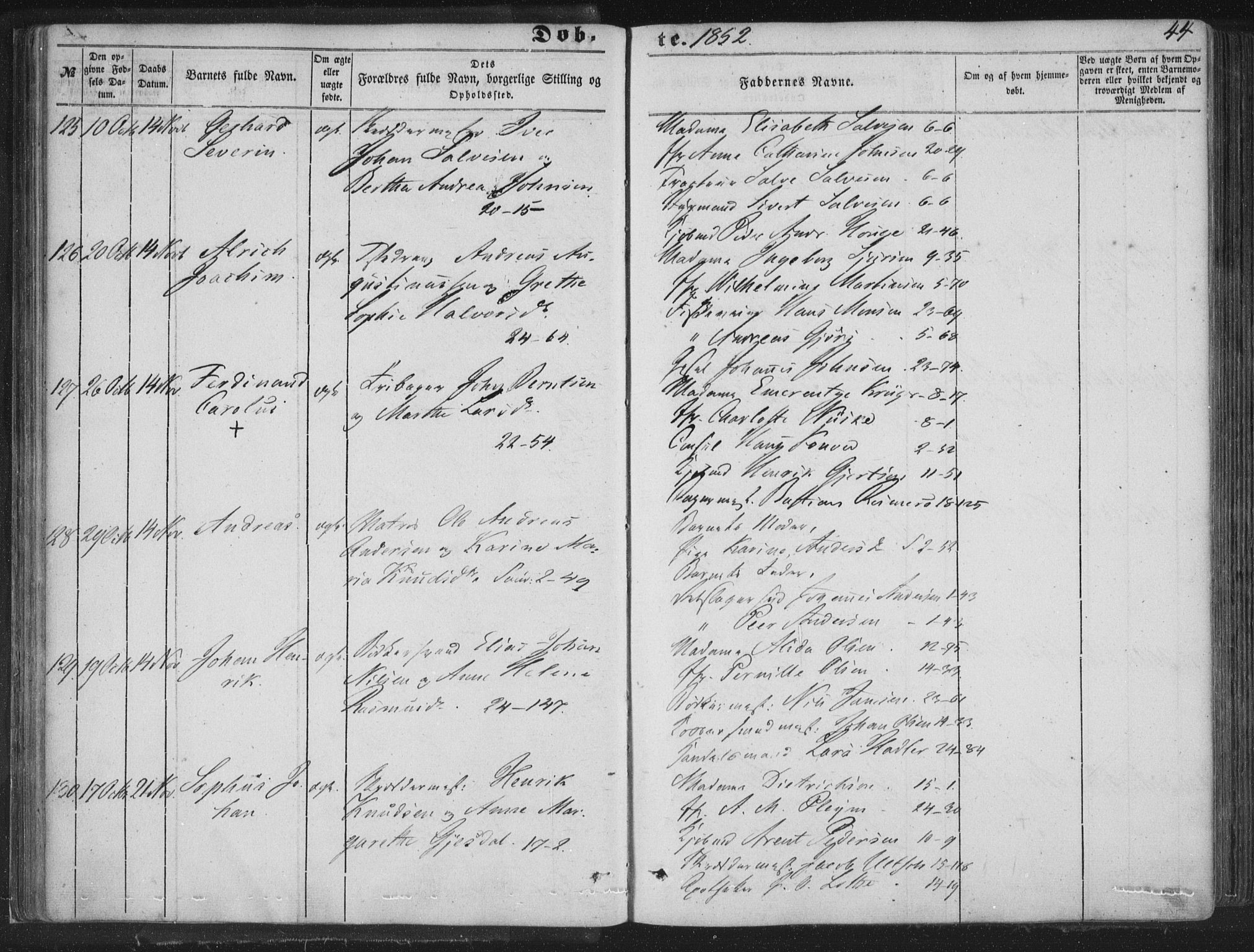 Korskirken sokneprestembete, AV/SAB-A-76101/H/Haa/L0017: Parish register (official) no. B 3, 1851-1857, p. 44