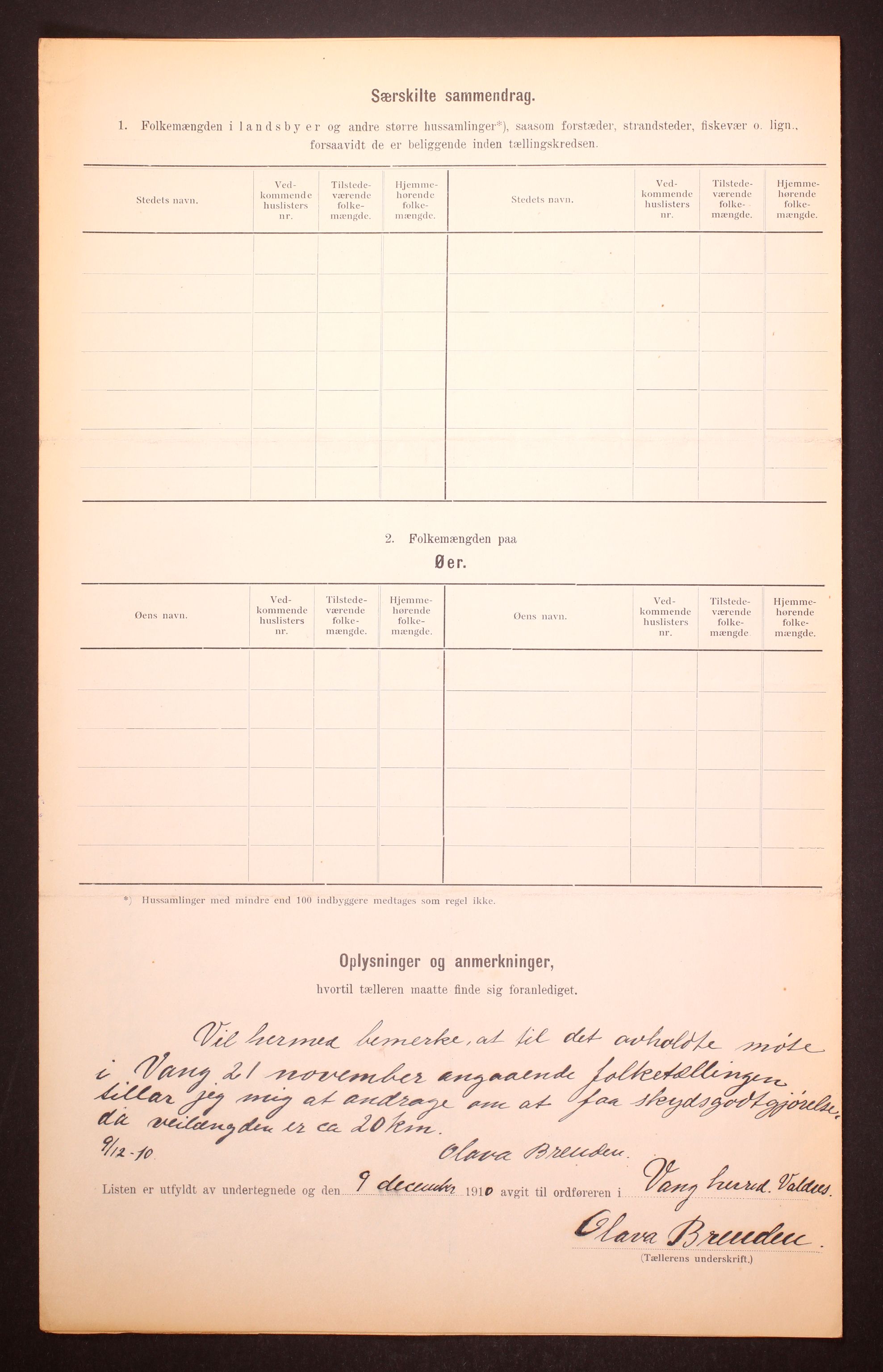 RA, 1910 census for Vang, 1910, p. 30