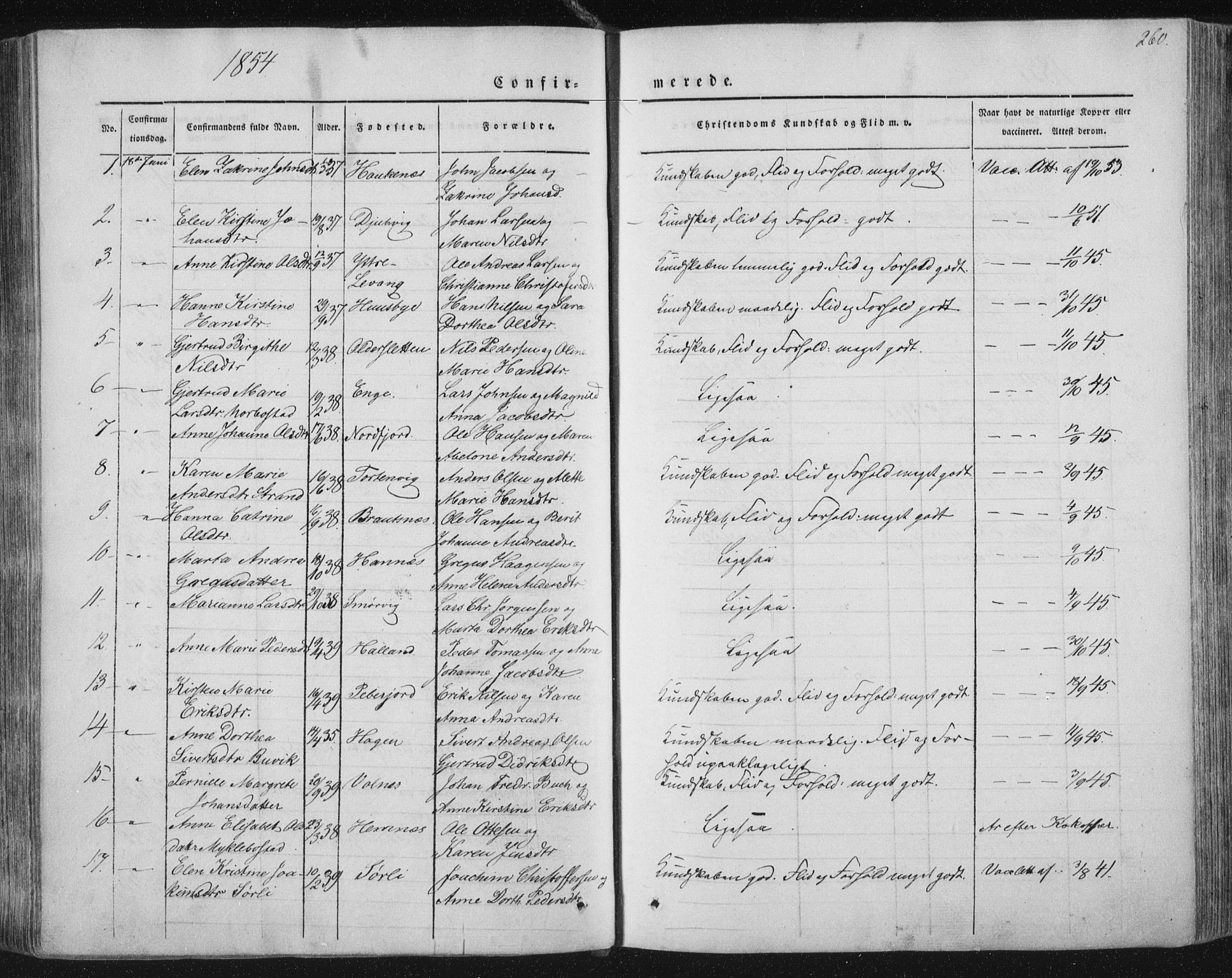 Ministerialprotokoller, klokkerbøker og fødselsregistre - Nordland, AV/SAT-A-1459/838/L0549: Parish register (official) no. 838A07, 1840-1854, p. 260