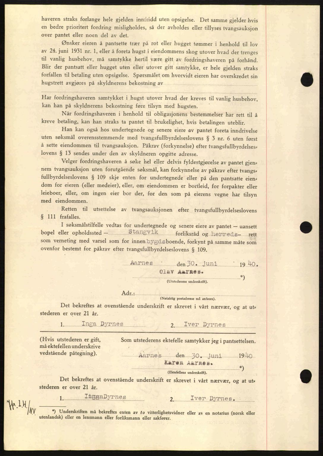 Nordmøre sorenskriveri, AV/SAT-A-4132/1/2/2Ca: Mortgage book no. B87, 1940-1941, Diary no: : 1058/1940