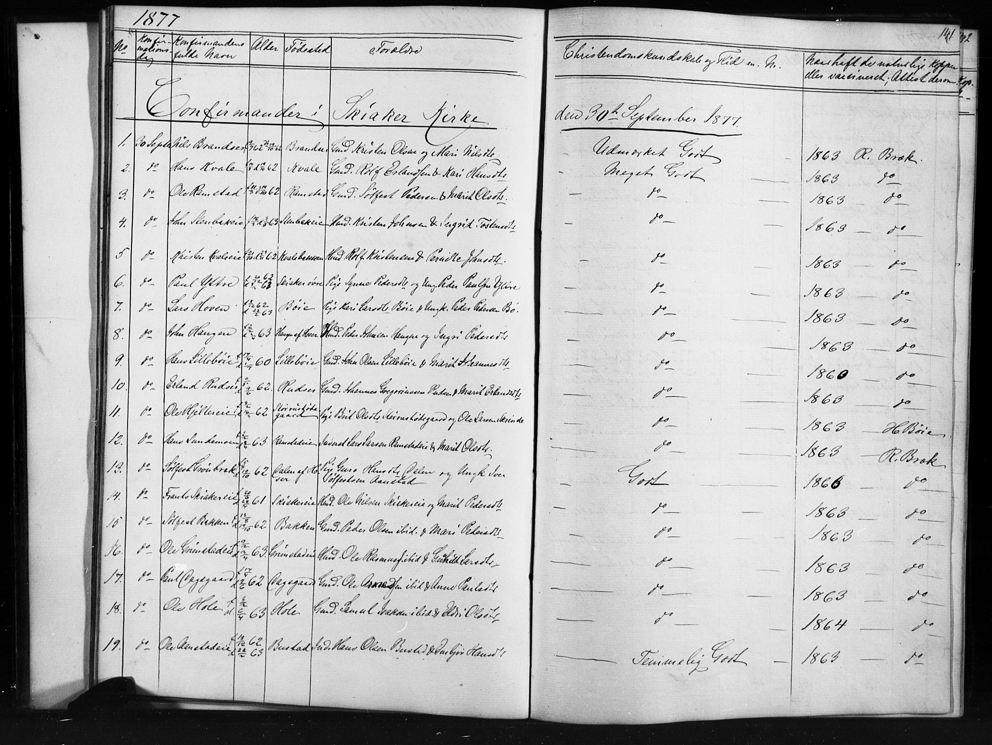 Skjåk prestekontor, SAH/PREST-072/H/Ha/Hab/L0001: Parish register (copy) no. 1, 1865-1893, p. 141