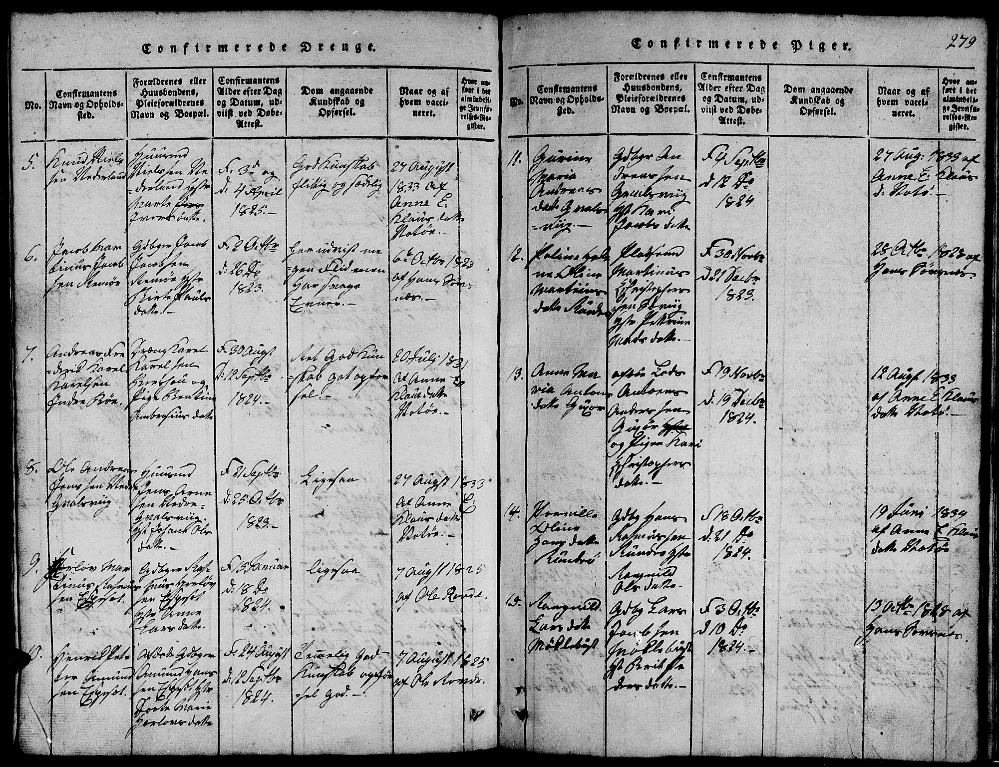 Ministerialprotokoller, klokkerbøker og fødselsregistre - Møre og Romsdal, AV/SAT-A-1454/507/L0078: Parish register (copy) no. 507C01, 1816-1840, p. 279