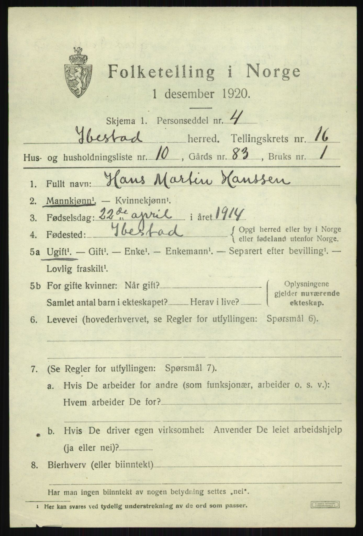 SATØ, 1920 census for Ibestad, 1920, p. 8053