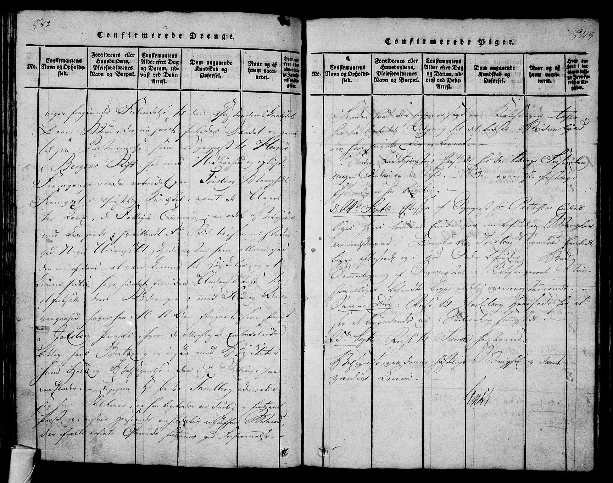 Tønsberg kirkebøker, AV/SAKO-A-330/F/Fa/L0004: Parish register (official) no. I 4, 1813-1826, p. 542-543