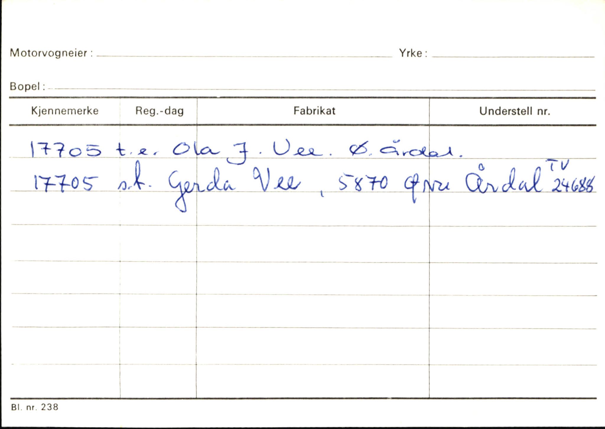 Statens vegvesen, Sogn og Fjordane vegkontor, AV/SAB-A-5301/4/F/L0146: Registerkort Årdal R-Å samt diverse kort, 1945-1975, p. 1574