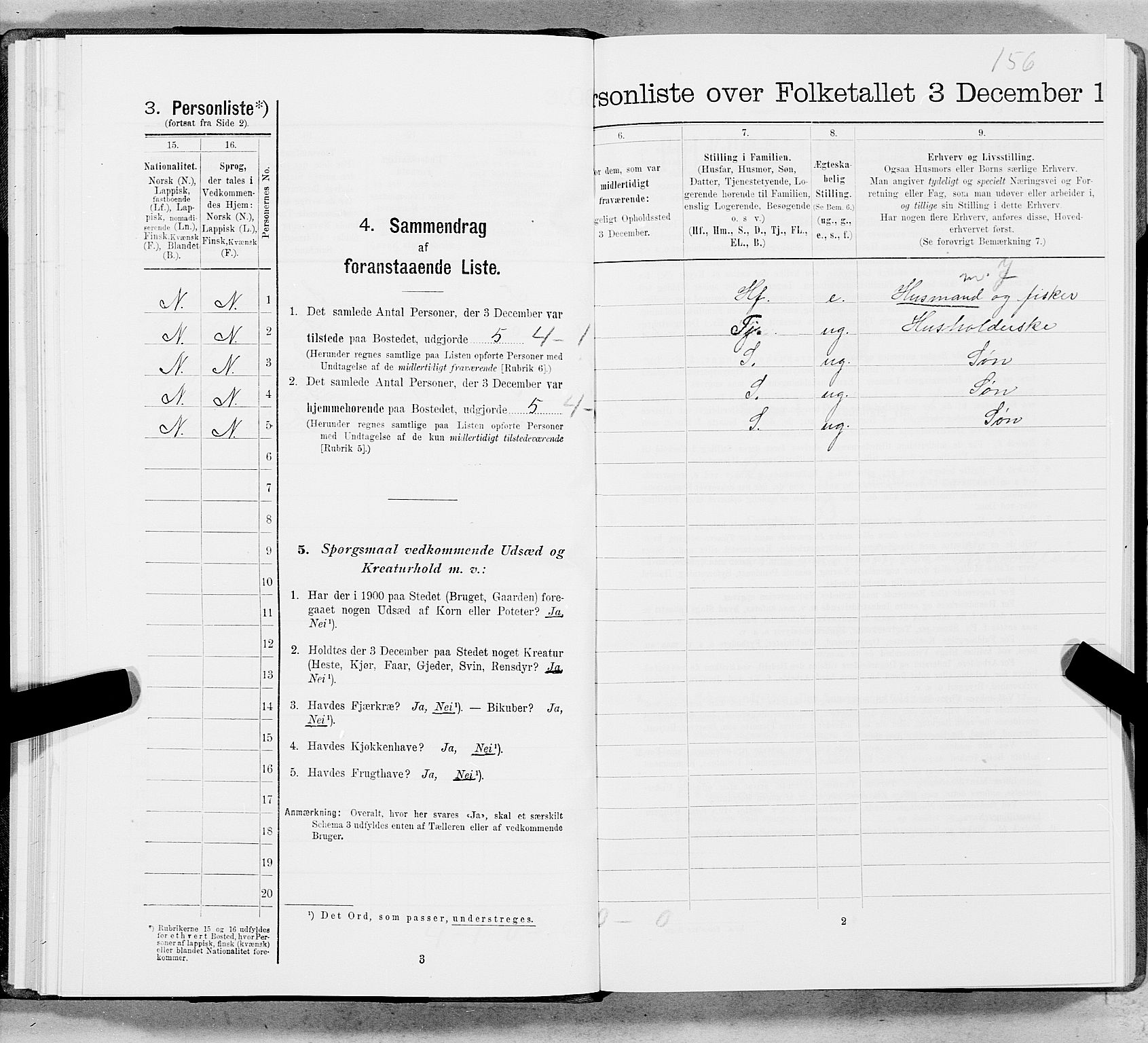 SAT, 1900 census for Steigen, 1900, p. 181