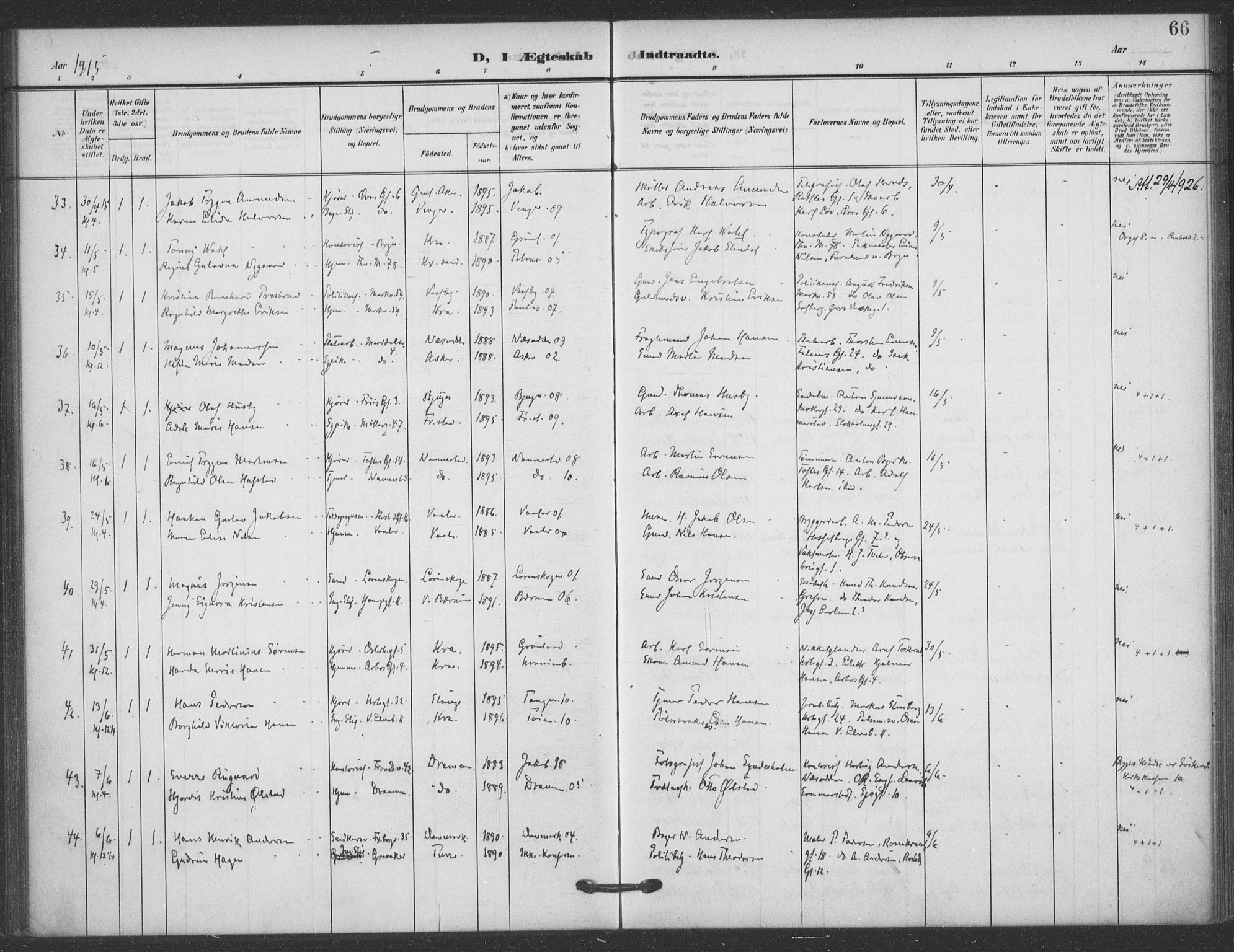 Jakob prestekontor Kirkebøker, AV/SAO-A-10850/F/Fa/L0010: Parish register (official) no. 10, 1908-1922, p. 66