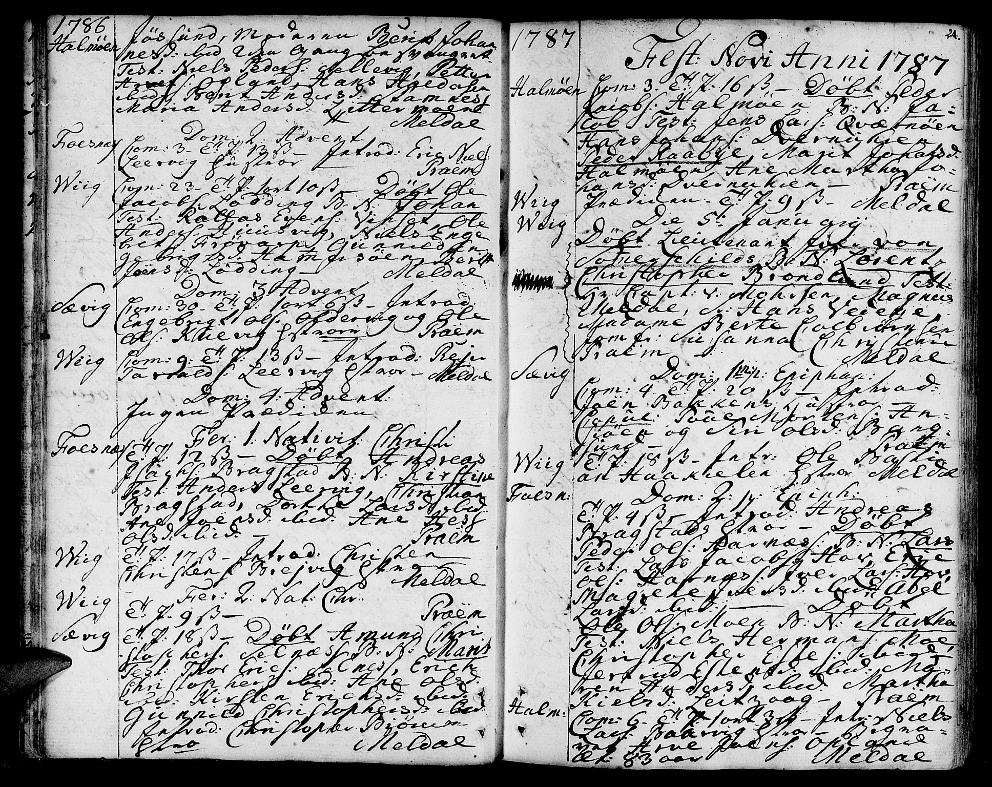 Ministerialprotokoller, klokkerbøker og fødselsregistre - Nord-Trøndelag, SAT/A-1458/773/L0608: Parish register (official) no. 773A02, 1784-1816, p. 24