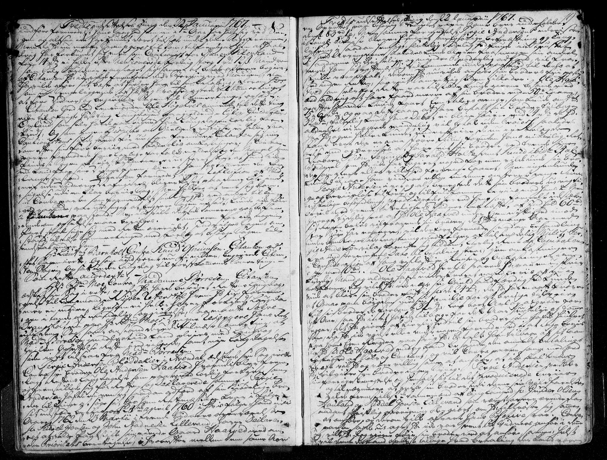 Østre Råbyggelag sorenskriveri, AV/SAK-1221-0016/F/Fa/L0019: Tingbok nr 18 med register, 1766-1771, p. 18b-19a