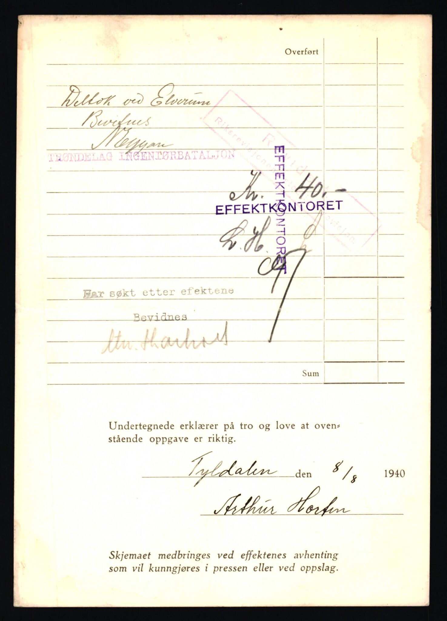 Justisdepartementet, Oppgjørsavdelingen, AV/RA-S-1056/G/Gb/L0034: Oppgaver over ettersøkte sivile effekter. Horten, Arthur - Hæstad, Lars, 1940-1942, p. 4