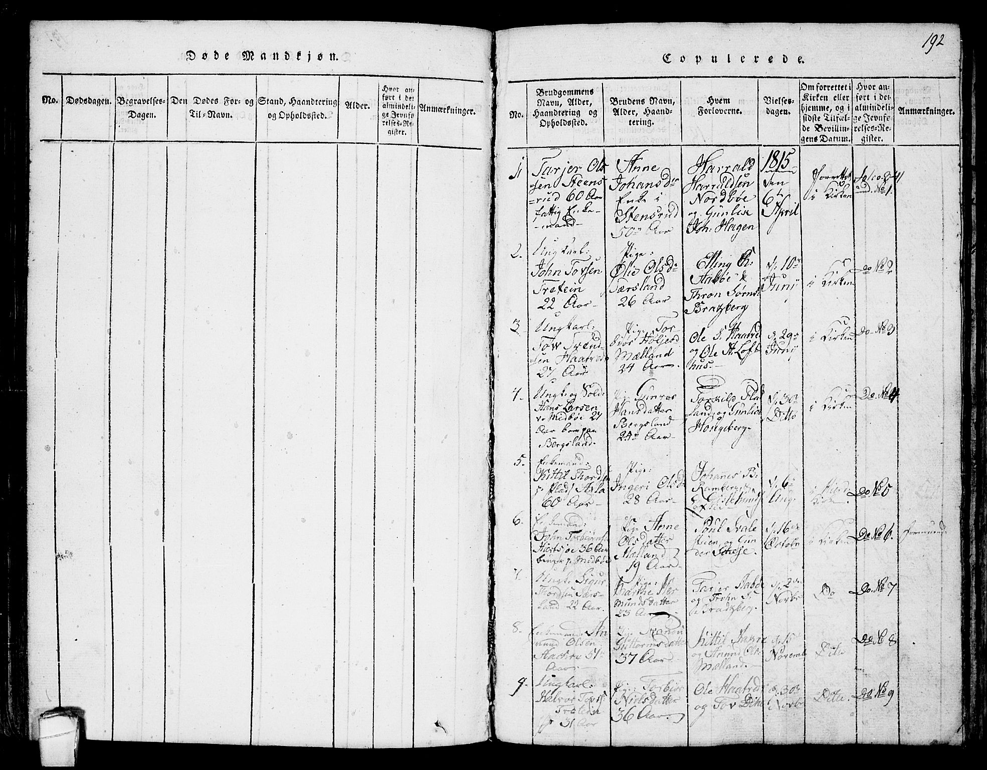 Hjartdal kirkebøker, SAKO/A-270/F/Fa/L0007: Parish register (official) no. I 7, 1815-1843, p. 192