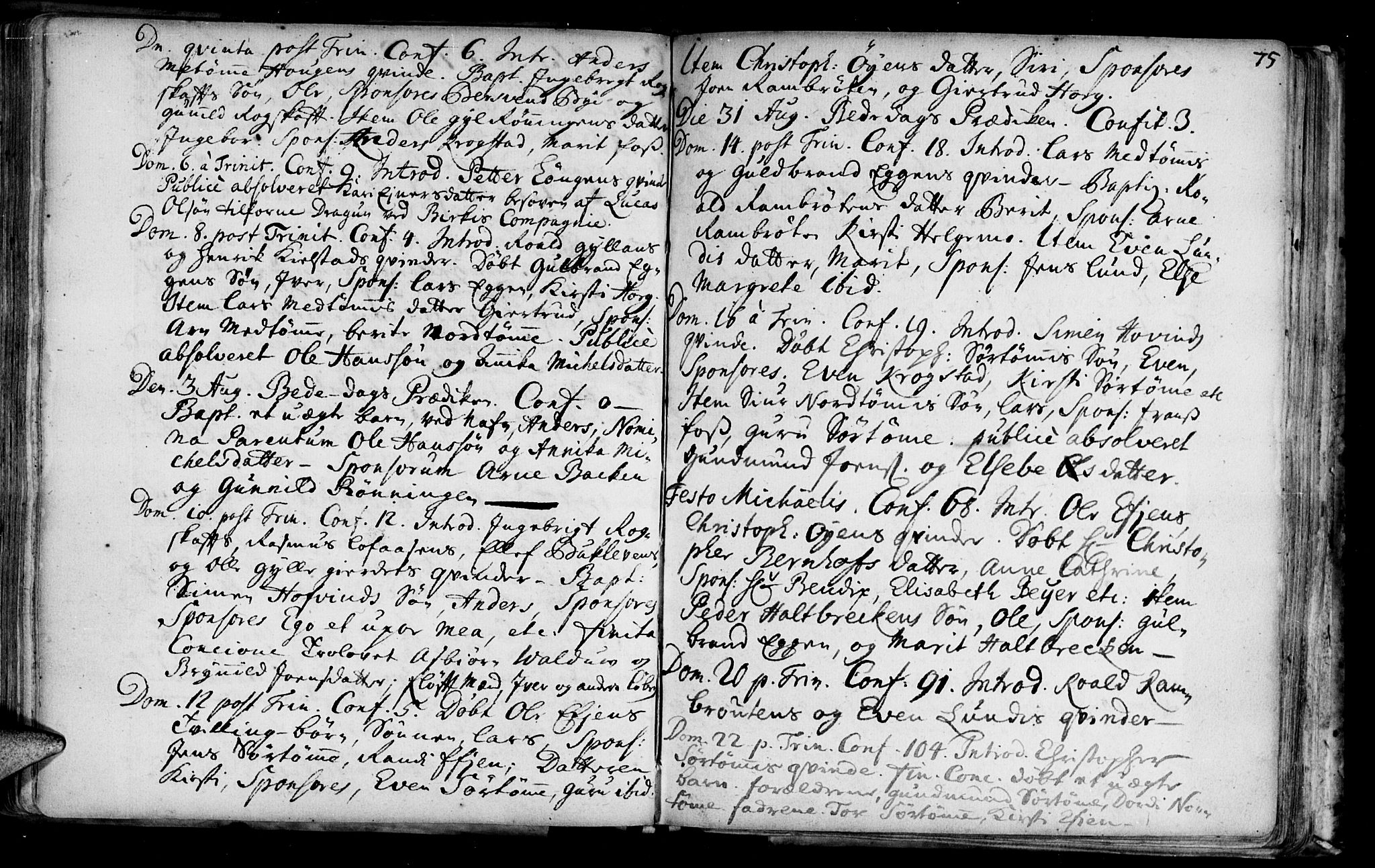 Ministerialprotokoller, klokkerbøker og fødselsregistre - Sør-Trøndelag, SAT/A-1456/692/L1101: Parish register (official) no. 692A01, 1690-1746, p. 75