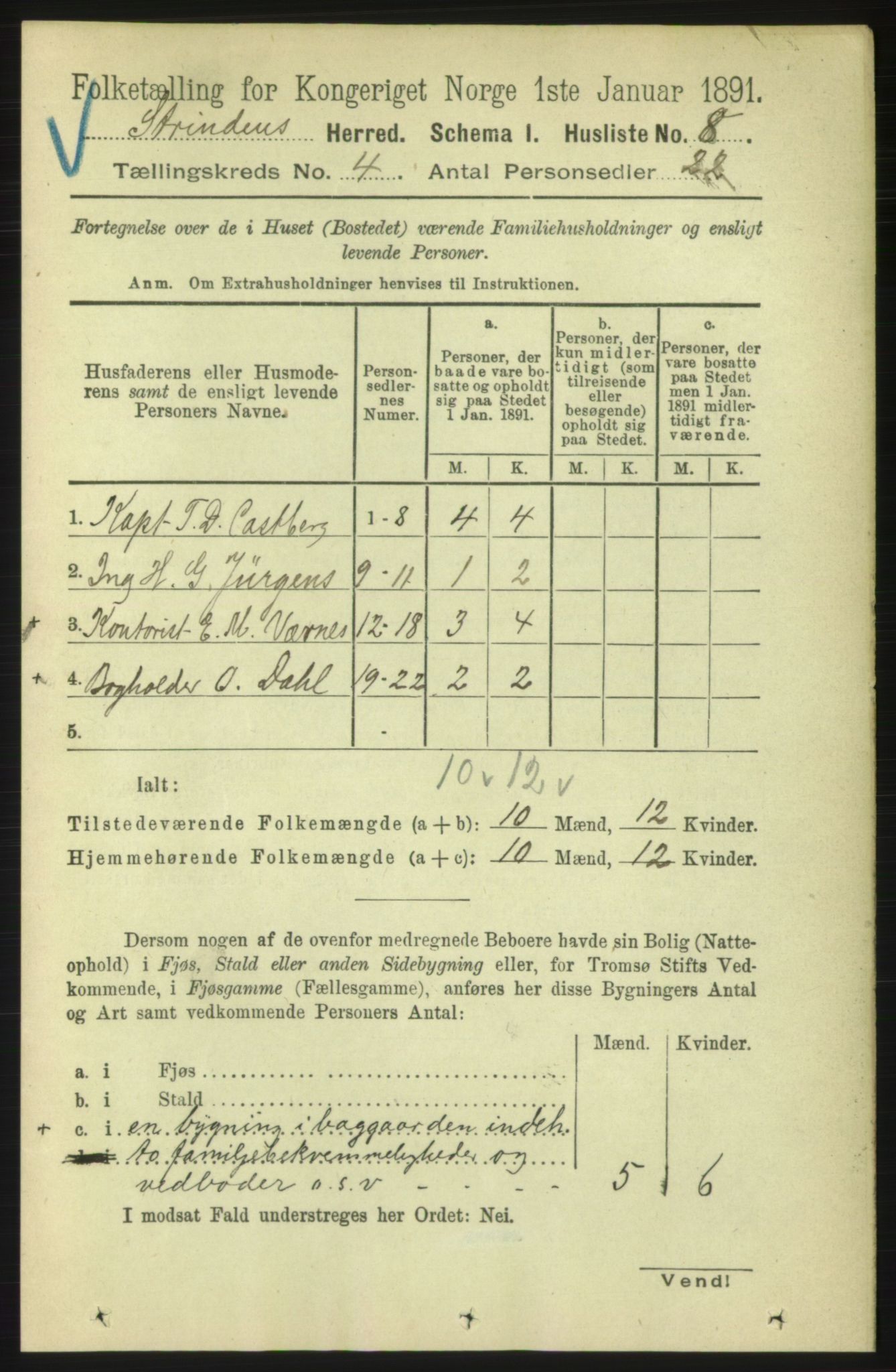 RA, 1891 census for 1660 Strinda, 1891, p. 3780