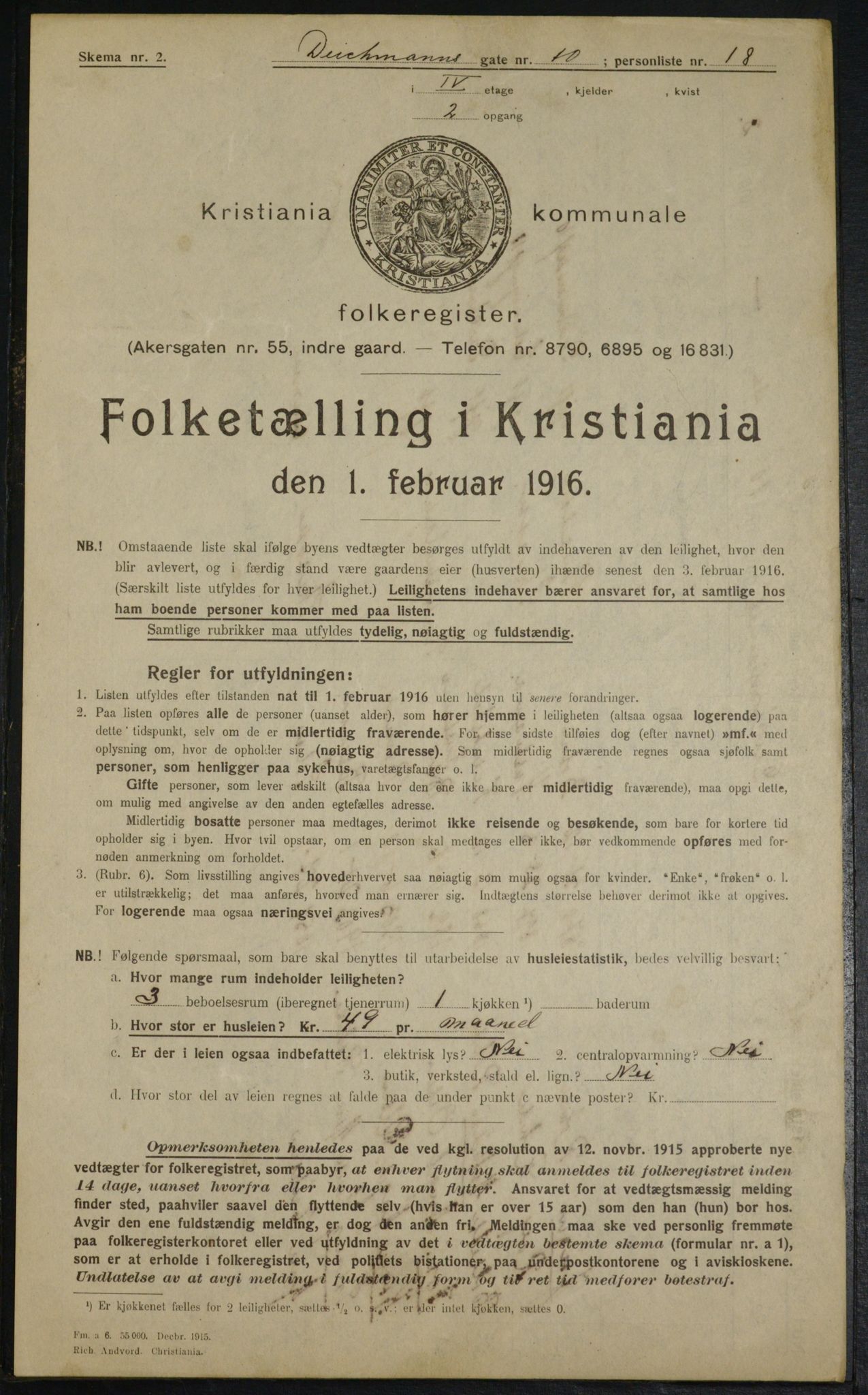 OBA, Municipal Census 1916 for Kristiania, 1916, p. 15684