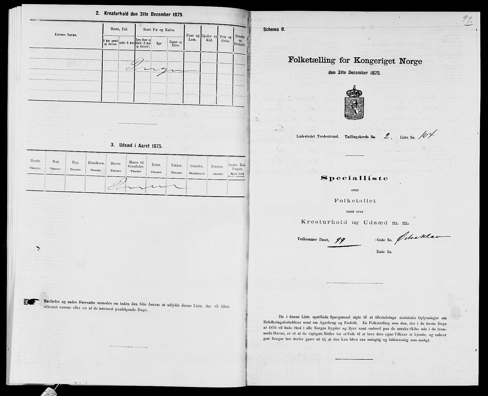 SAK, 1875 census for 0902B Holt/Tvedestrand, 1875, p. 224