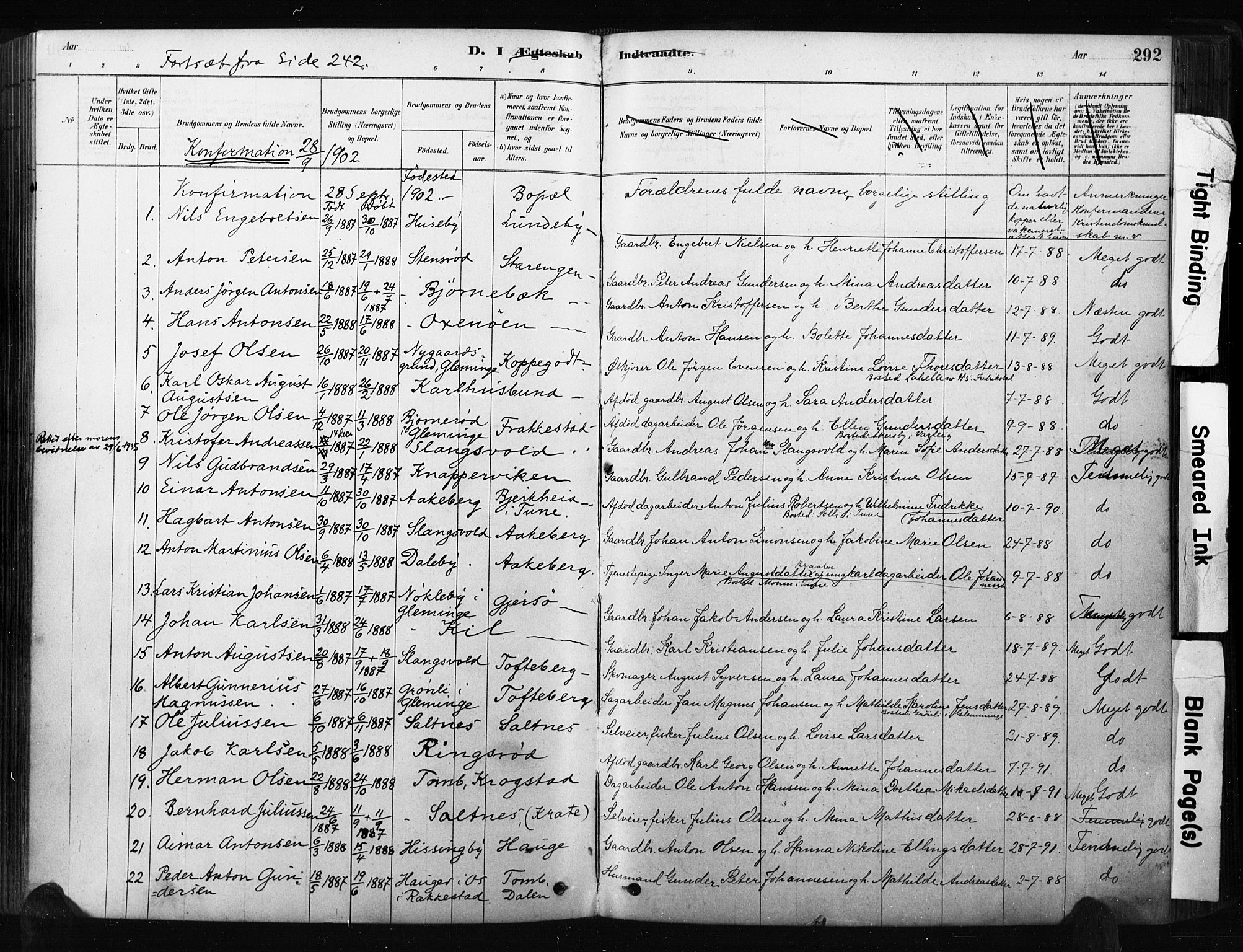 Råde prestekontor kirkebøker, AV/SAO-A-2009/F/Fa/L0007: Parish register (official) no. 7, 1878-1902, p. 292