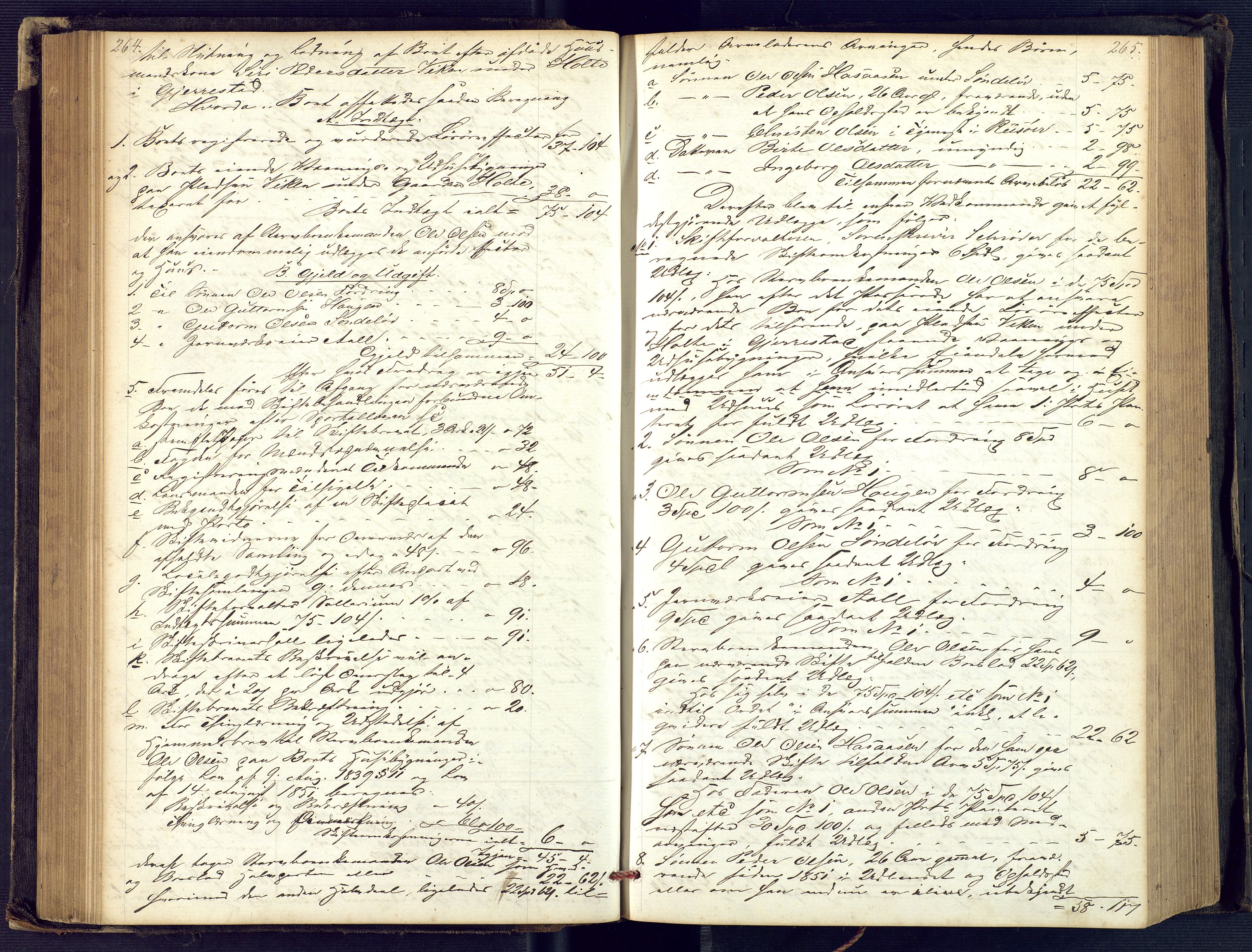 Holt sorenskriveri, SAK/1221-0002/H/Hc/L0029: Skifteutlodningsprotokoll nr. 4 med løst register, 1857-1862, p. 264-265